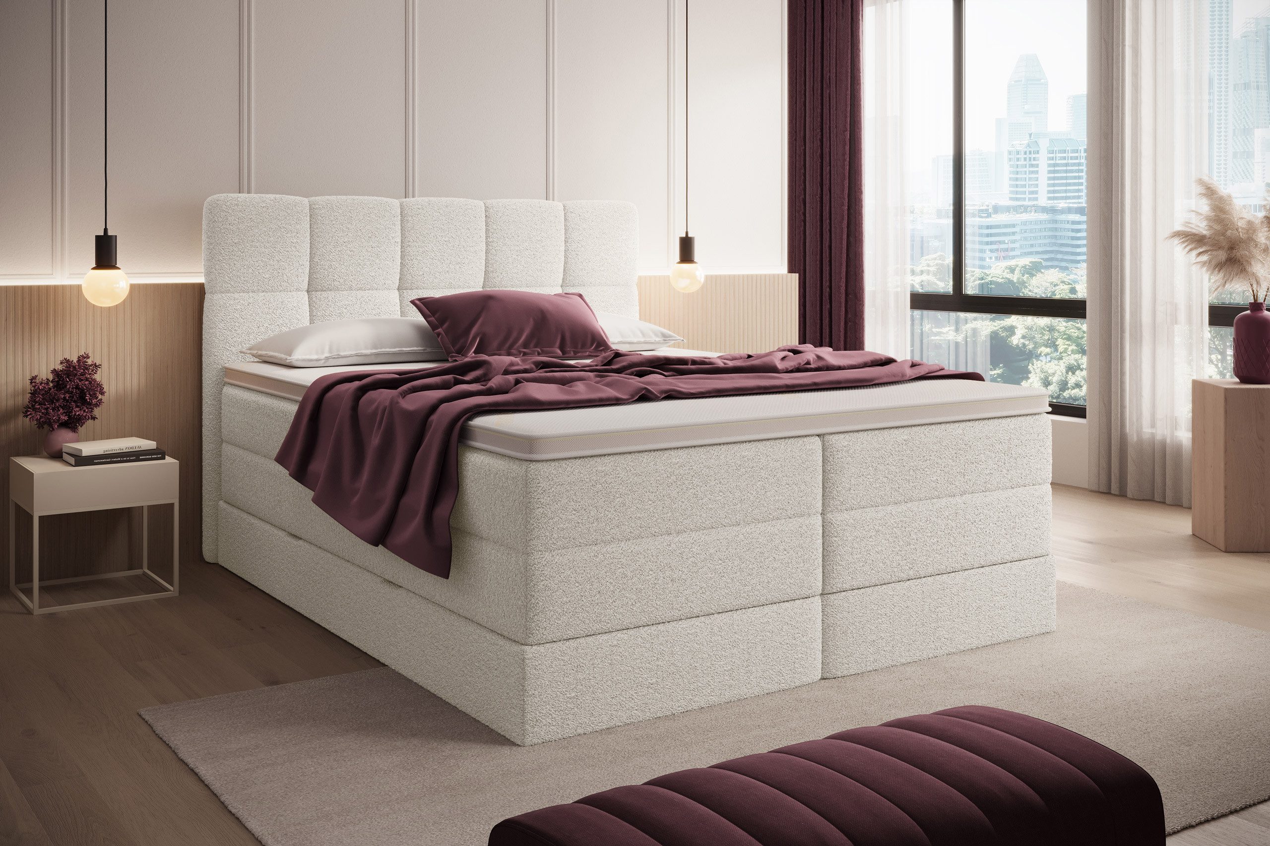 wonello Boxspringbett Madison 1, mit Bettkasten, Taschenfederkern-Matratzen und wonello premium Topper