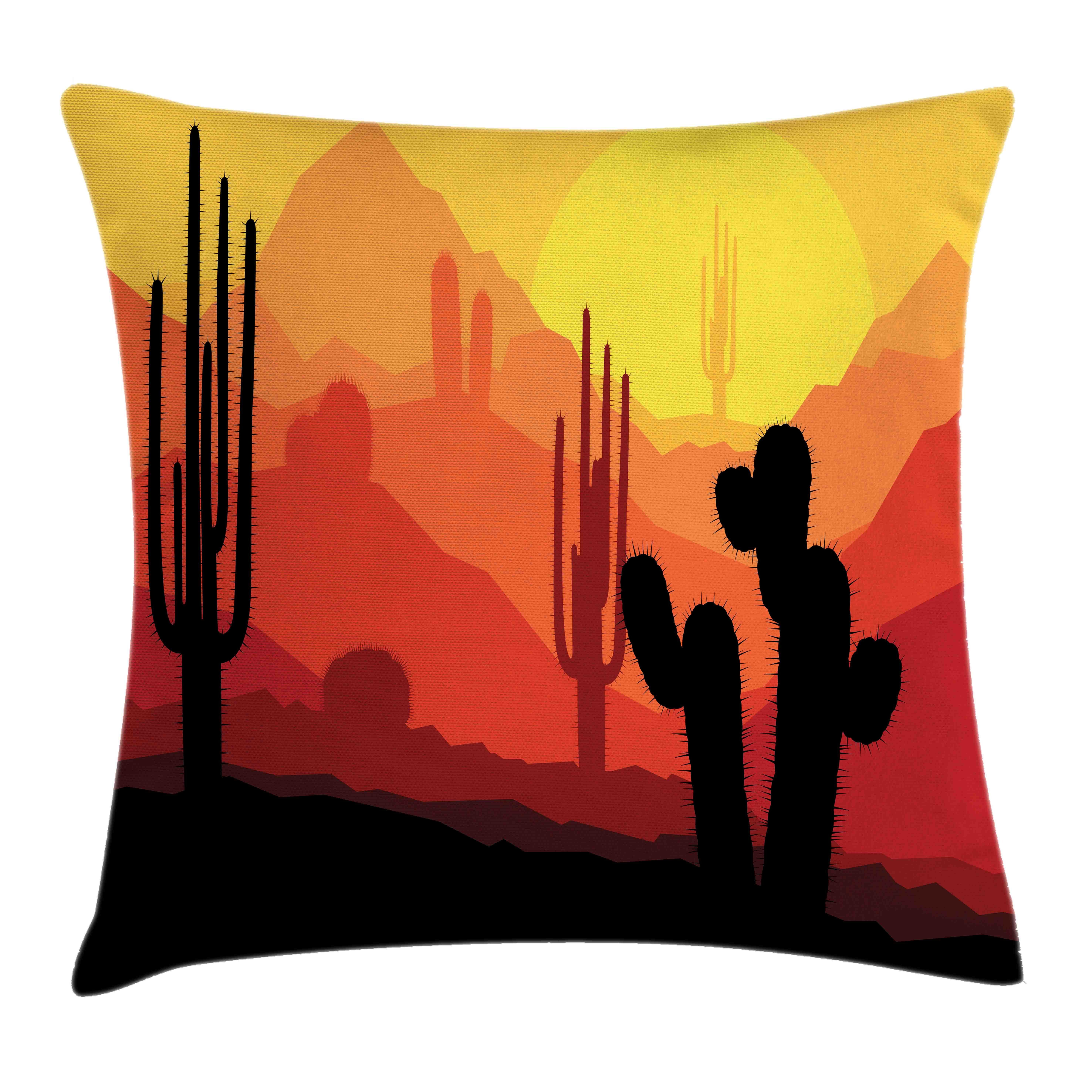 Farbfesten in Beidseitiger Klaren Dämmerung Kissenbezüge Waschbar Reißverschluss Arizona mit Druck, mit Kissenhülle der (1 Abakuhaus Stück), Farben Silhouetten Kaktus