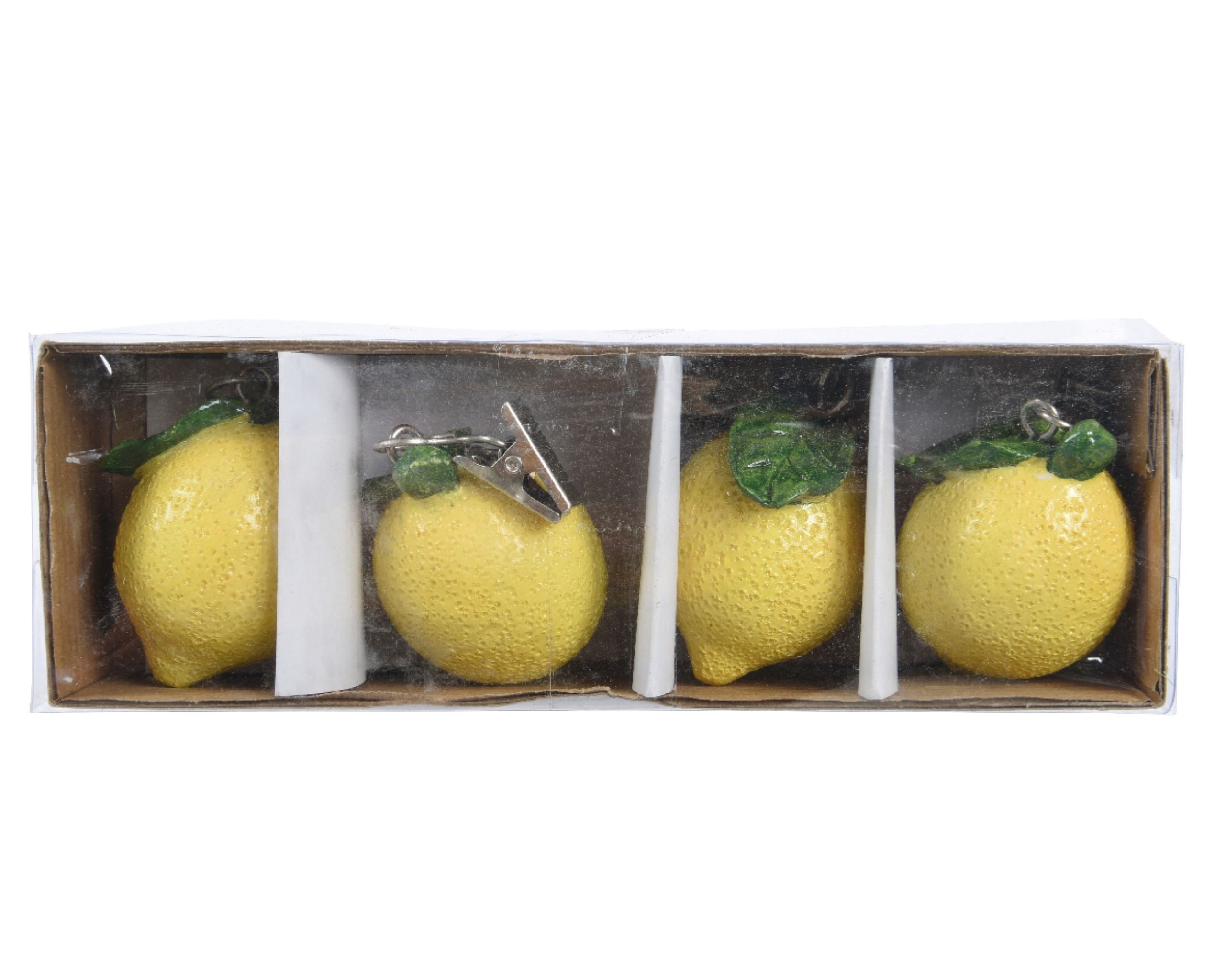 Decoris season decorations Tischtuchklammer, Tischdeckenbeschwerer Zitrone 16x5x4cm Keramik 4er Set Gelb / Grün