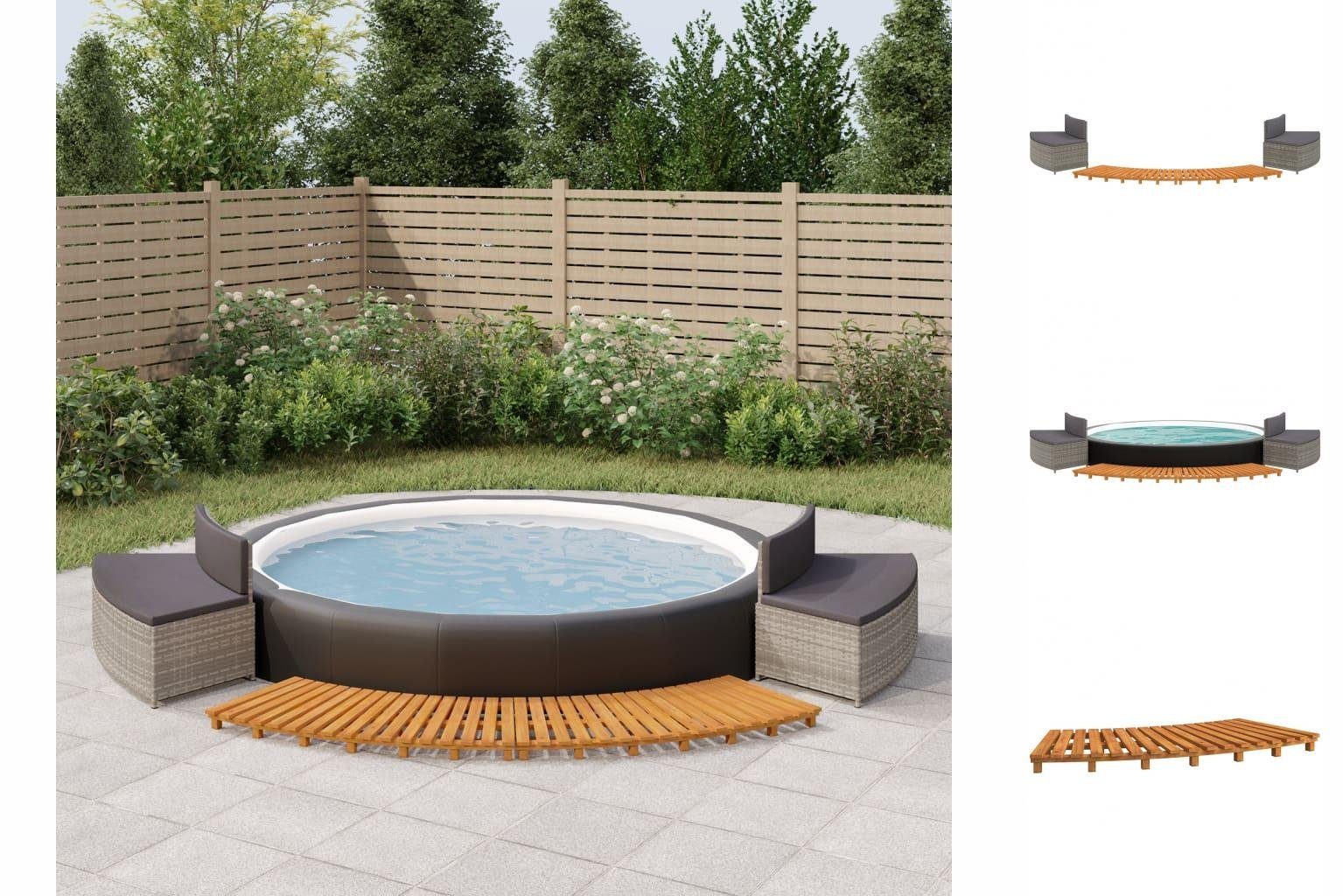 vidaXL Whirlpool Whirlpool-Umrandung Grau Polyrattan und Massivholz Akazie