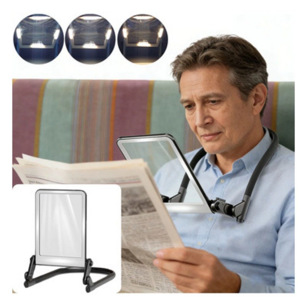 VIVIHEYDAY Umhängelupe 5X Wiederaufladbare Lupe mit Licht, Freihändige Leselupe mit Licht, für Senioren Groß, Flexible Schwanenhalslupe zum Lesen, Reparieren, Nähen, Sehschwäche, ältere Menschen
