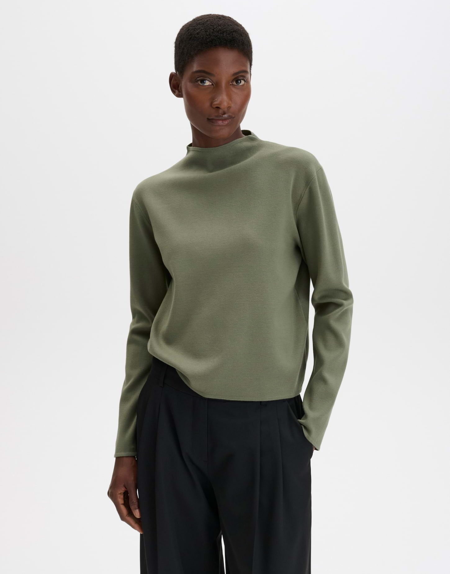 someday Strickpullover Tinemi aus feinem Strick Gerader Schnitt mit Funnel Neck für klare Layering-Looks