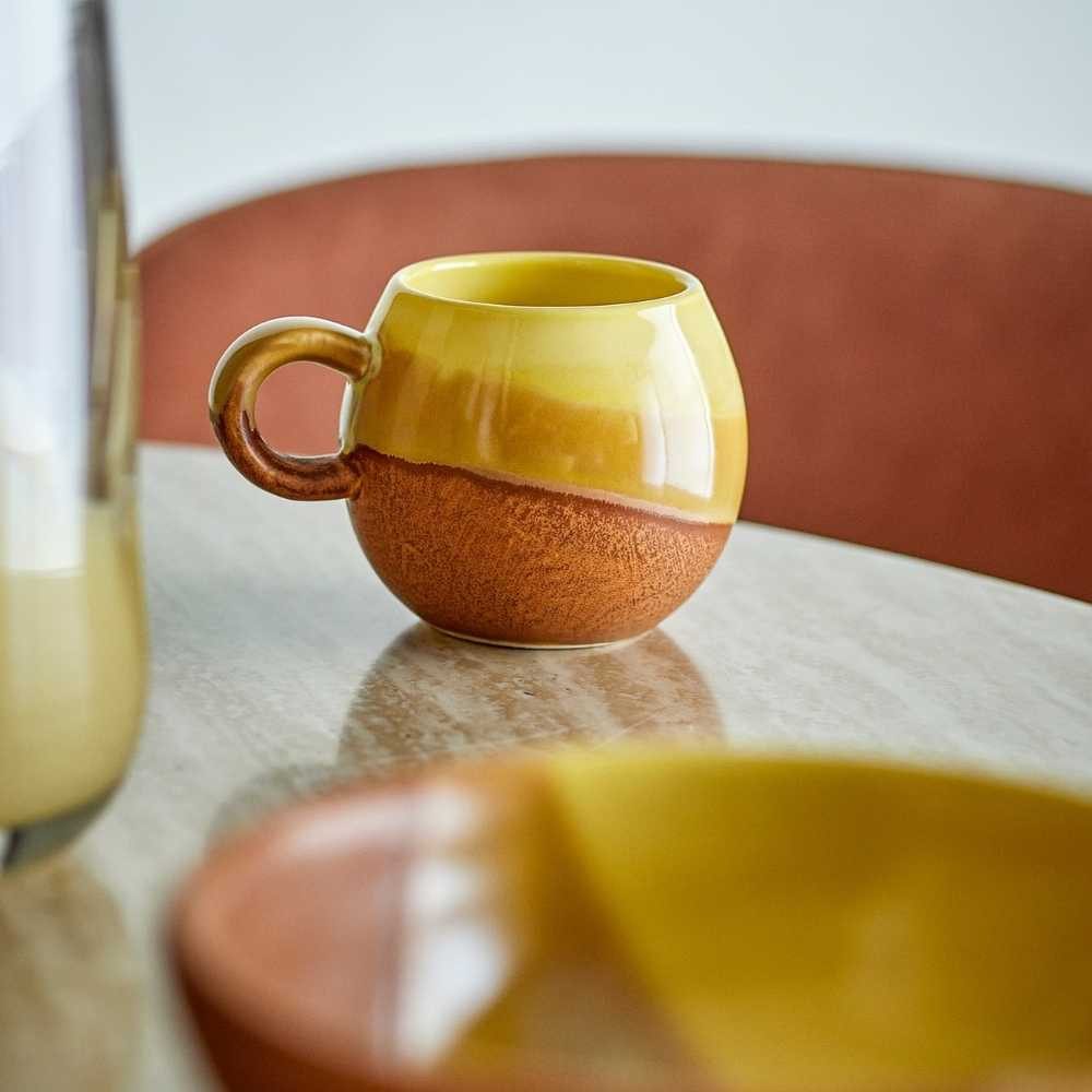 Bloomingville Becher Bloomingville Becher PAULA Gelb Braun mit Henkel