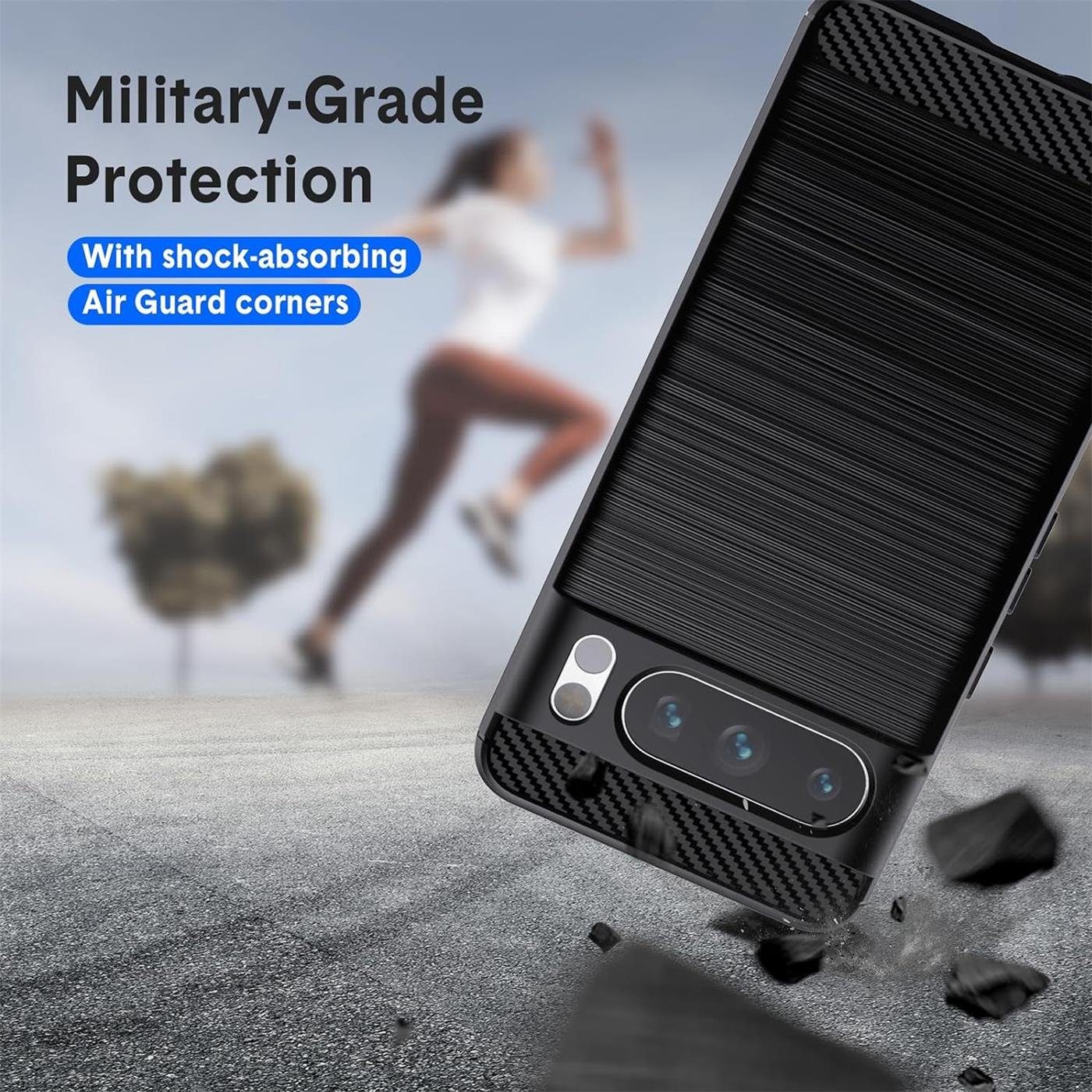 CoolGadget Handyhülle Carbon Handy Hülle für Google Pixel 8 Pro 6,7 Zoll, robuste Telefonhülle Case Schutzhülle für Pixel 8 Pro Hülle