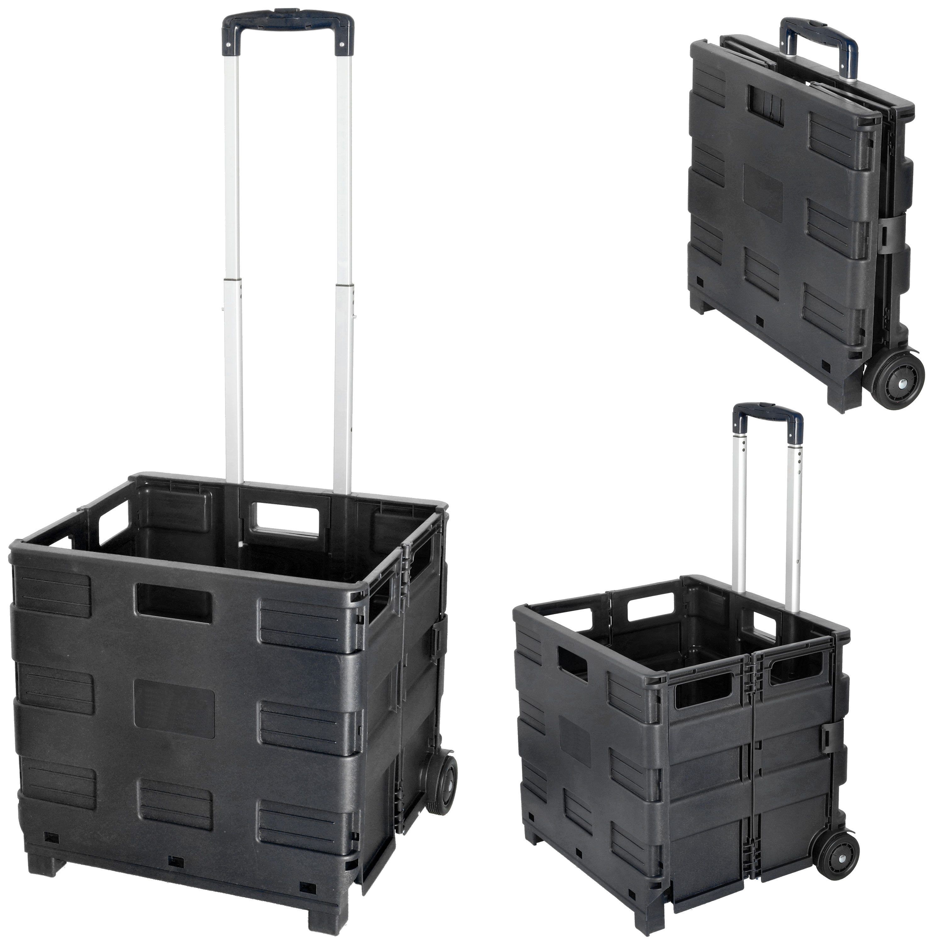 CEPEWA Einkaufstrolley Klappbox Trolley schwarz 42x40x37cm Kunststoff Alu belastbar bis 20 Kg