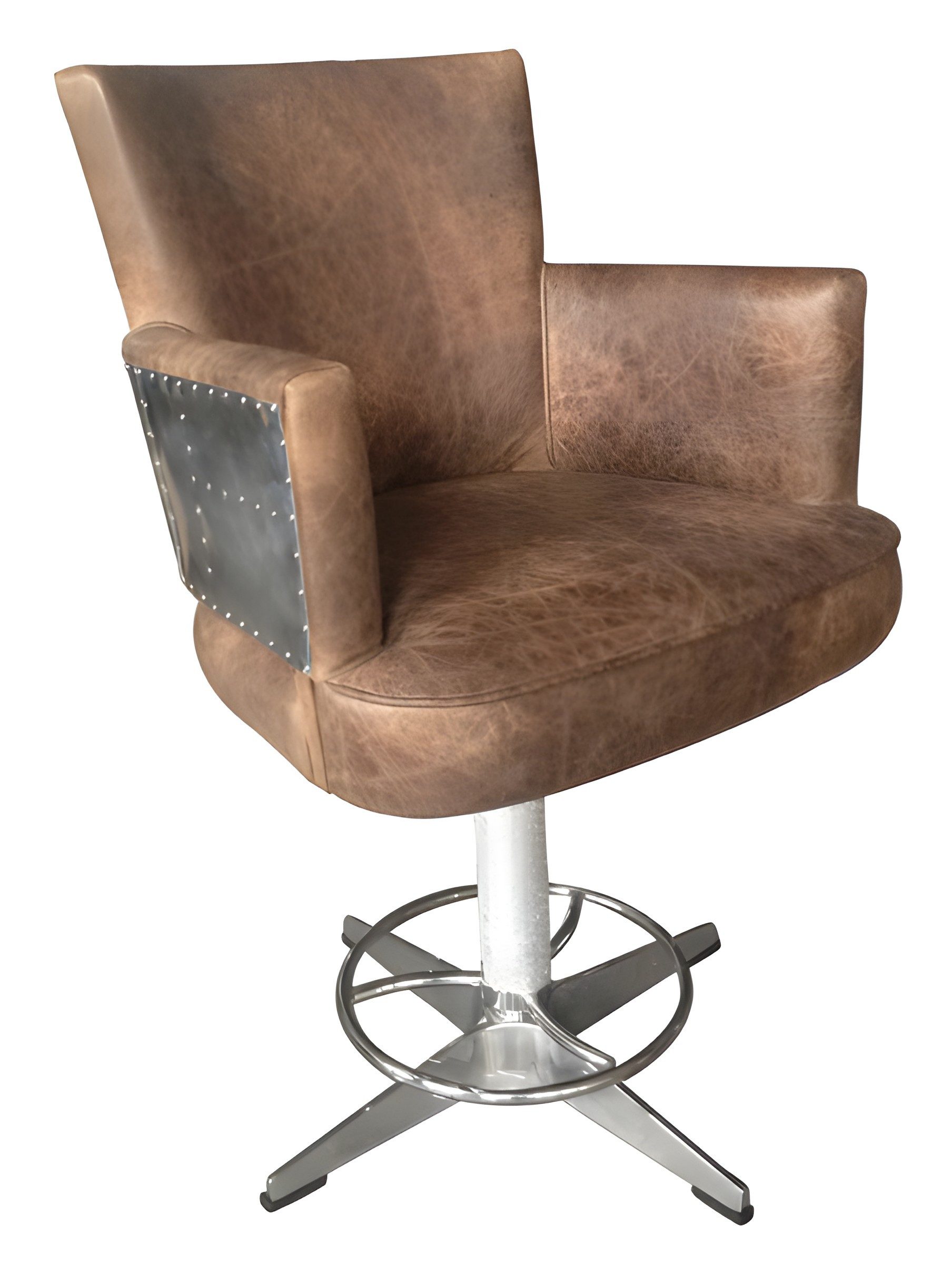 Xlmoebel Sessel Friseurstuhl Vintage von XLMOEBEL in Braun mit Lederpolsterung (1-St., Friseurstuhl Vintage), Made in Europa