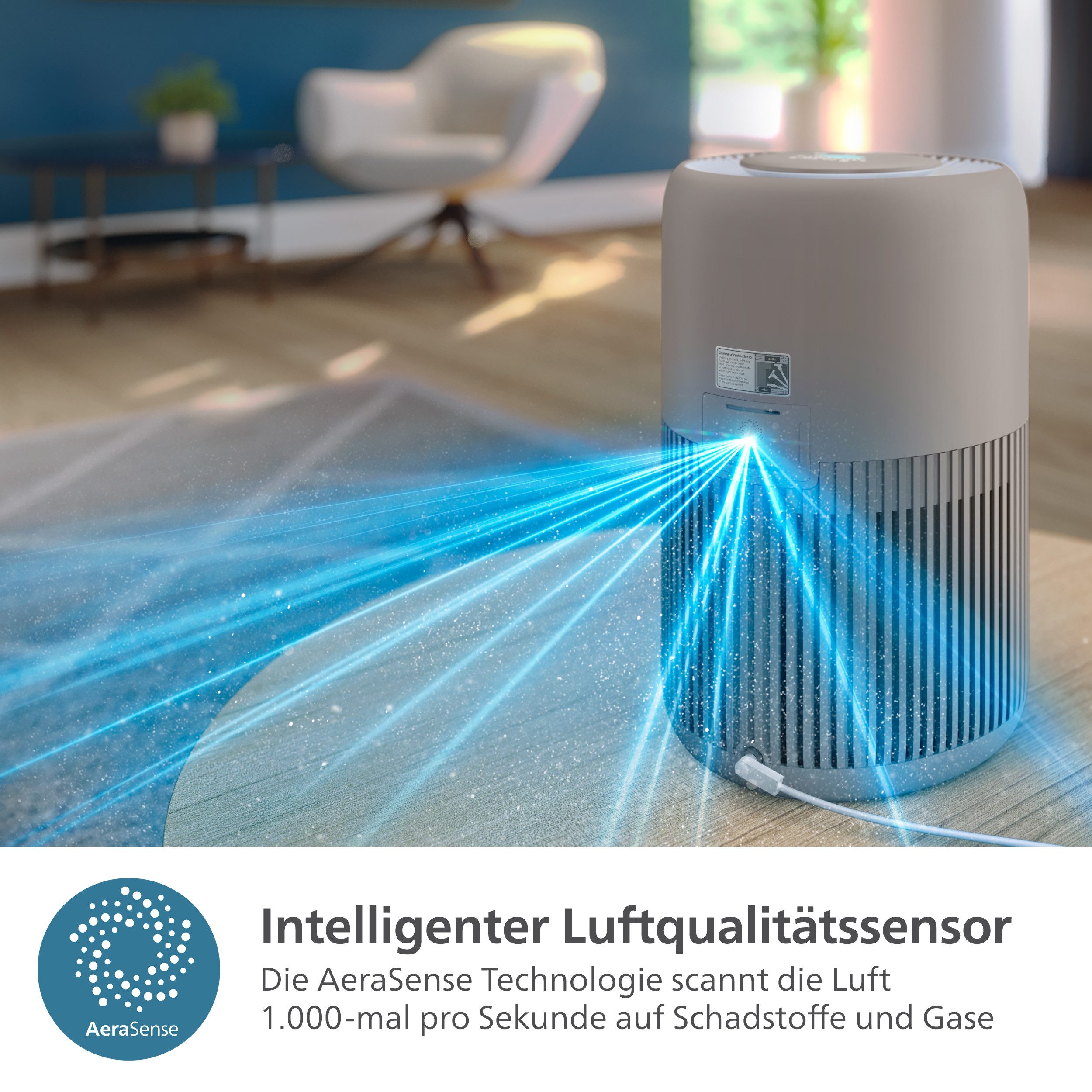 Philips Luftreiniger PureProtect Mini 900 Series, Luftreinigungsrate 250 m³/h, für 65 m² Räume, 2-Schichten-HEPA-Filtersystem, leise