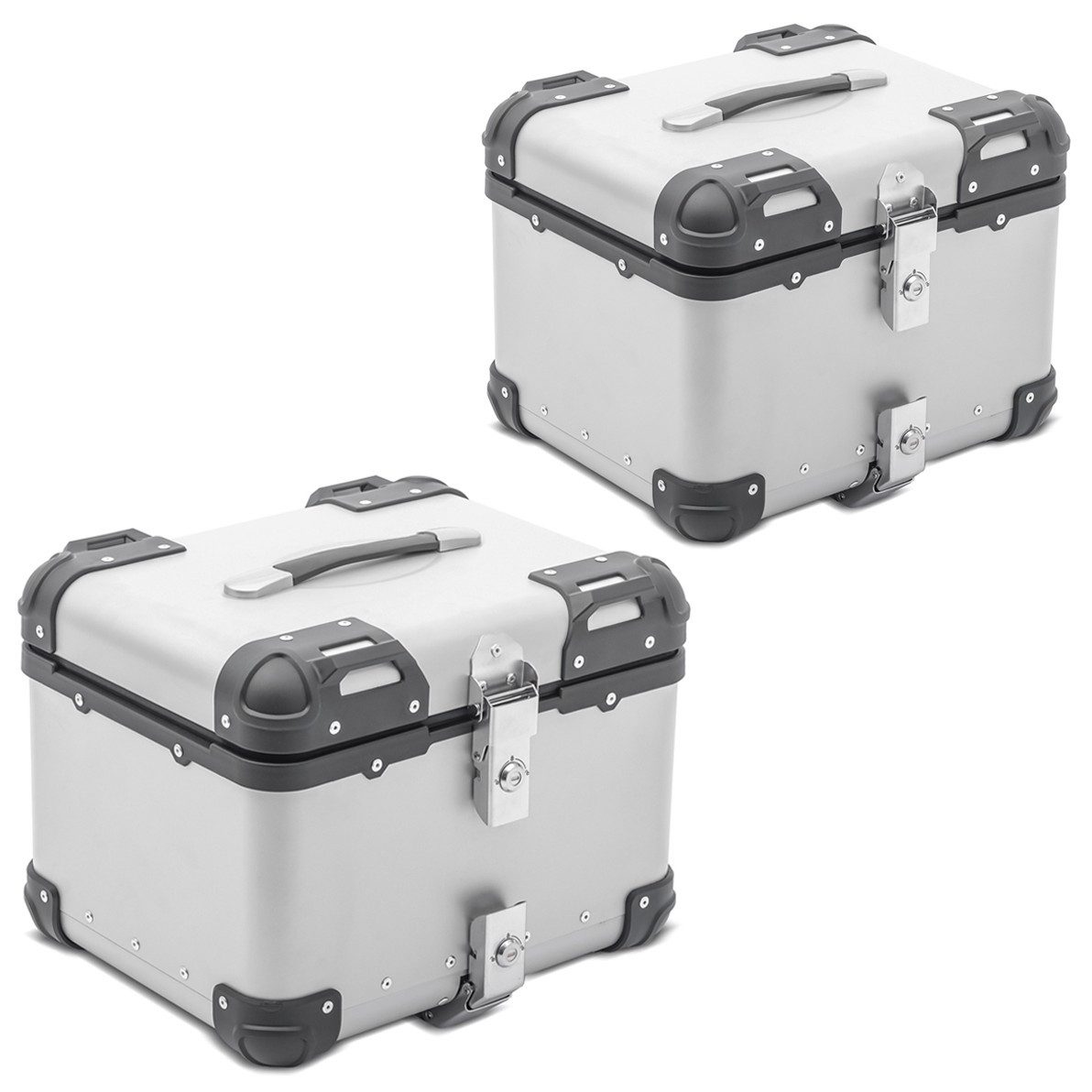 Bagtecs Reisetasche 2x Motorrad Alu Top Case # XS45 Aluminium Universal 45 Liter silber Sp