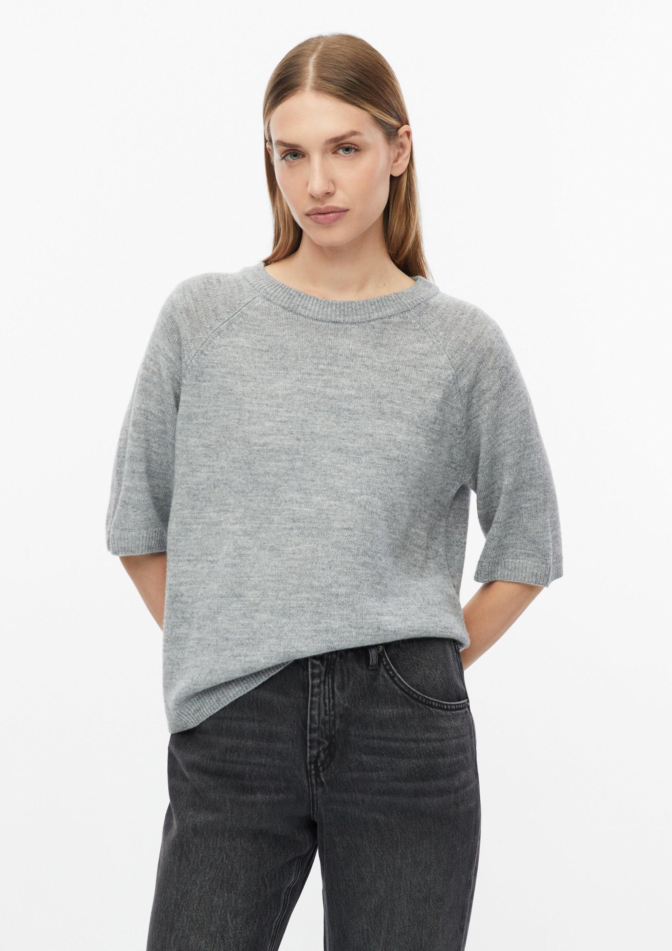 s.Oliver Kurzarmpullover Strickpullover Strickpullover im Relaxed Fit aus Alpakamix