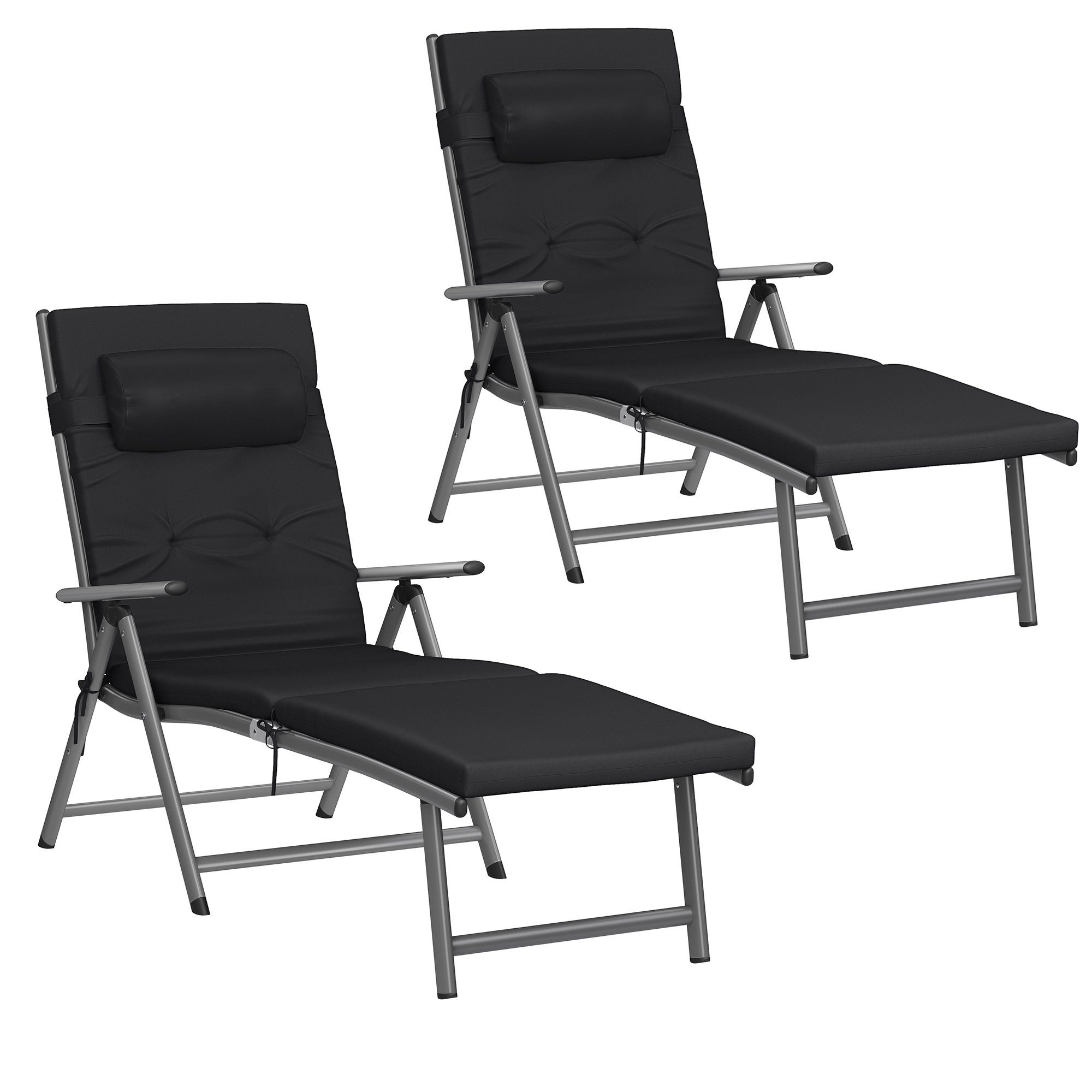 SONGMICS Gartenliege, 2 St., Sonnenliege,6cm Dicker Matratze,Aluminium,atmu günstig online kaufen