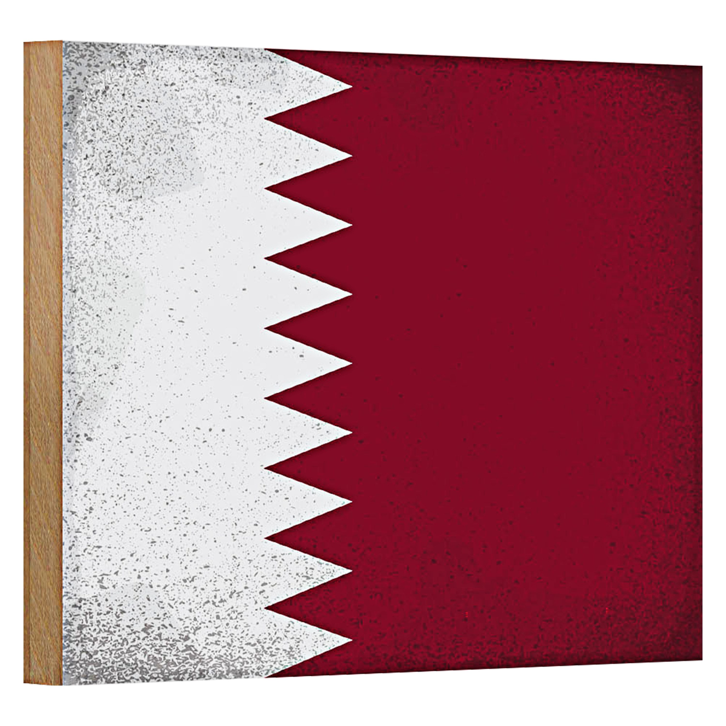 Roomando Holzbild Flagge Katar 18x12cm Flag of Qatar Vintage