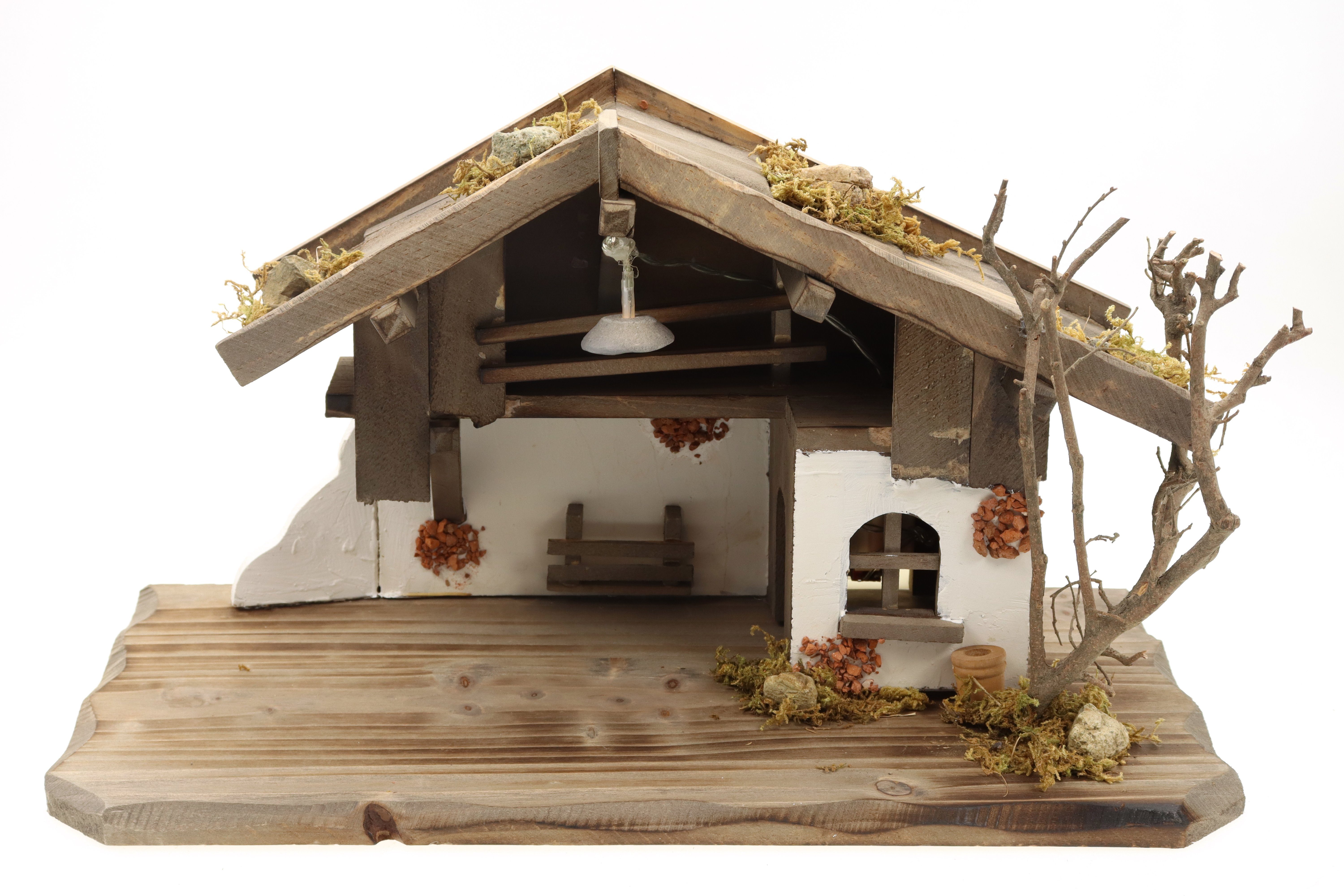 ELLUG Krippe Holz Krippenstall mit Licht 38*18*21cm (OHNE Krippenfiguren) ( günstig online kaufen