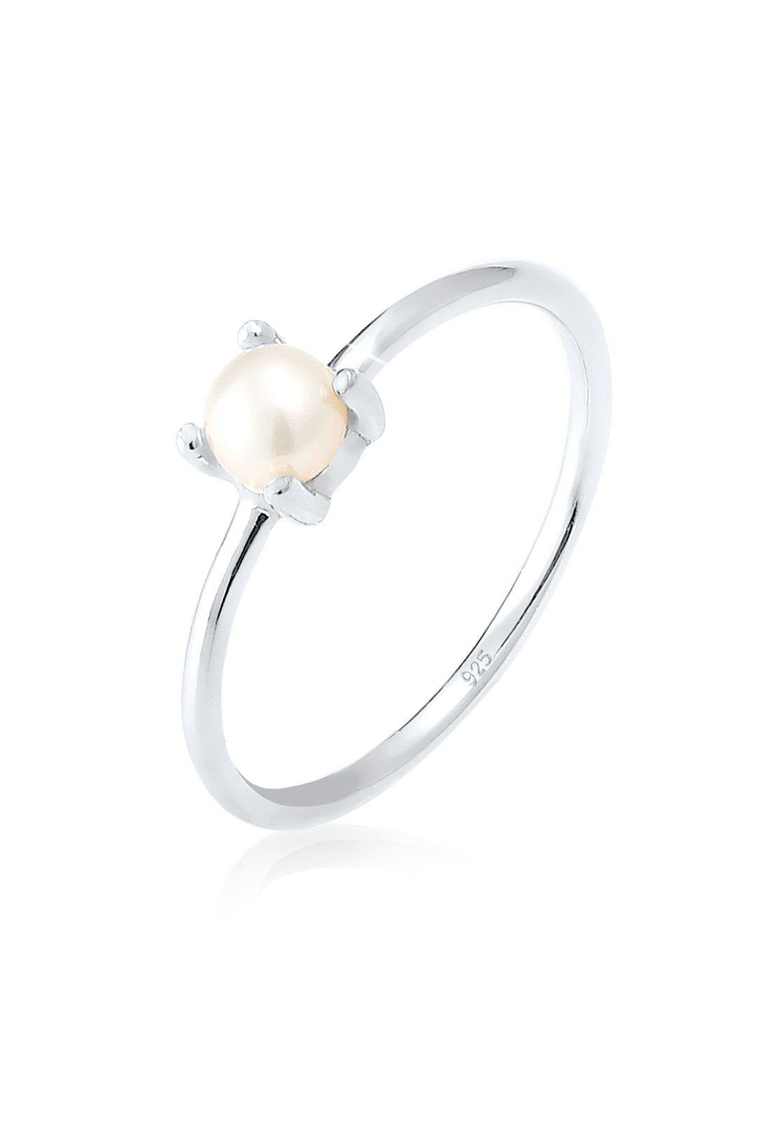 Elli Perlenring Süßwasserperle Weiß Rund 925 Sterling Silber