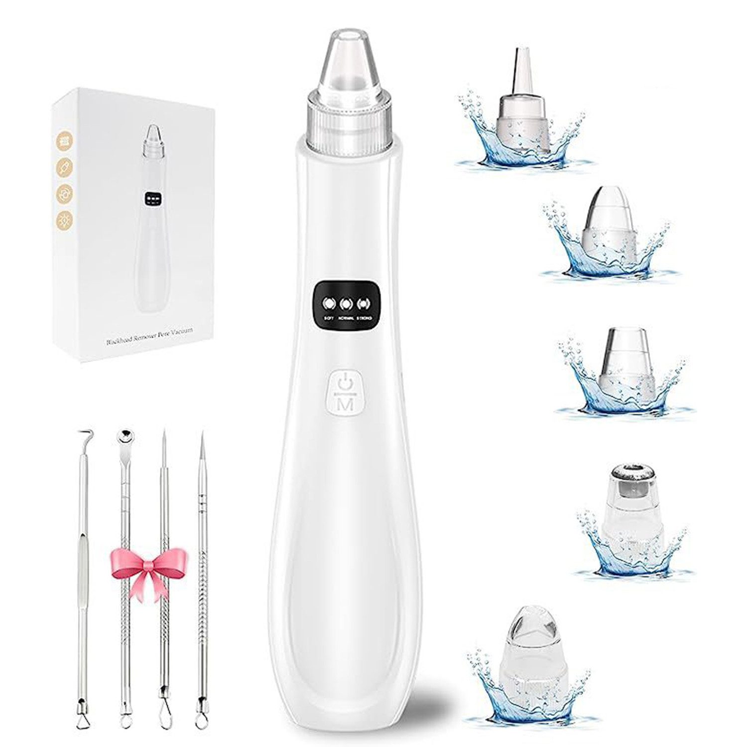 OYLCDI Dermaroller Mitesserentferner Porenreiniger Porensauger 5 Saugköpfe, Gesichtsporenreiniger,USB-Laden Akne Entferner Gerät, Mitesser Sauger,Pickelentferner Vakuumsauger, Blackhead Remover 19-teiliges Set