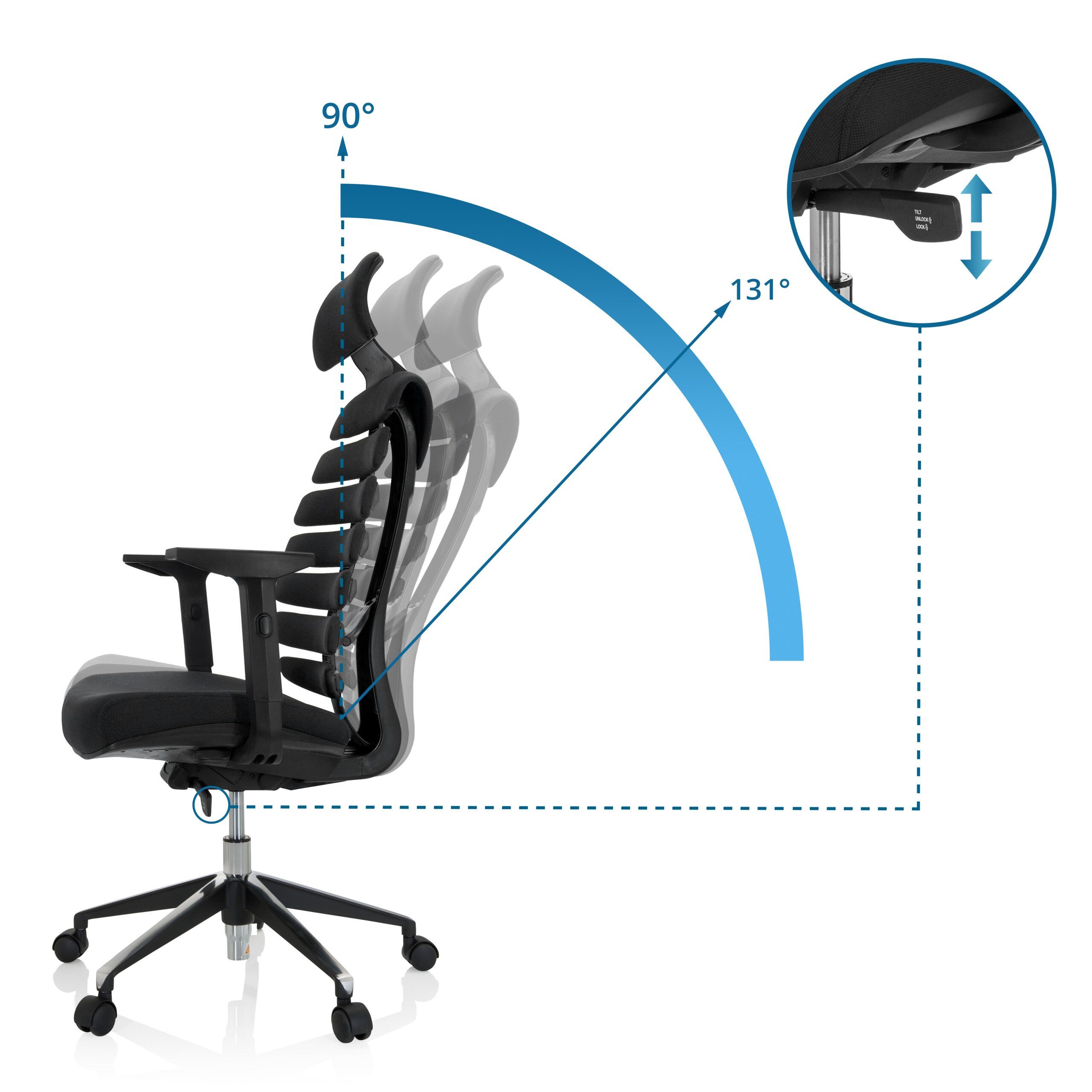 hjh OFFICE Drehstuhl Profi Bürostuhl Ergo Line Ii Pro Stoff (1 St), Ergonomischer Chefsessel, Schreibtischstuhl höhenverstellbar