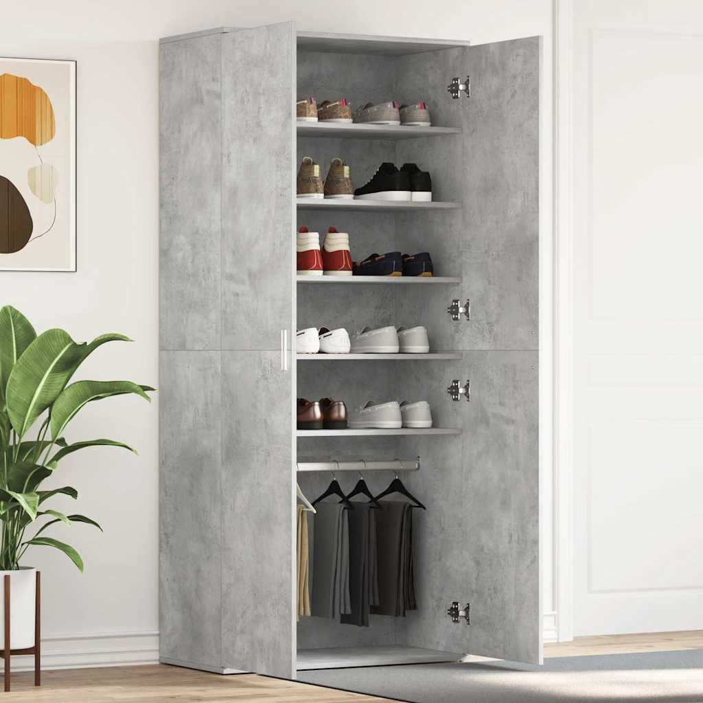 vidaXL Schuhregal Schuhschrank 80 x 39 x 178 cm Holzwerkstoff Beton Grau, 1-tlg.