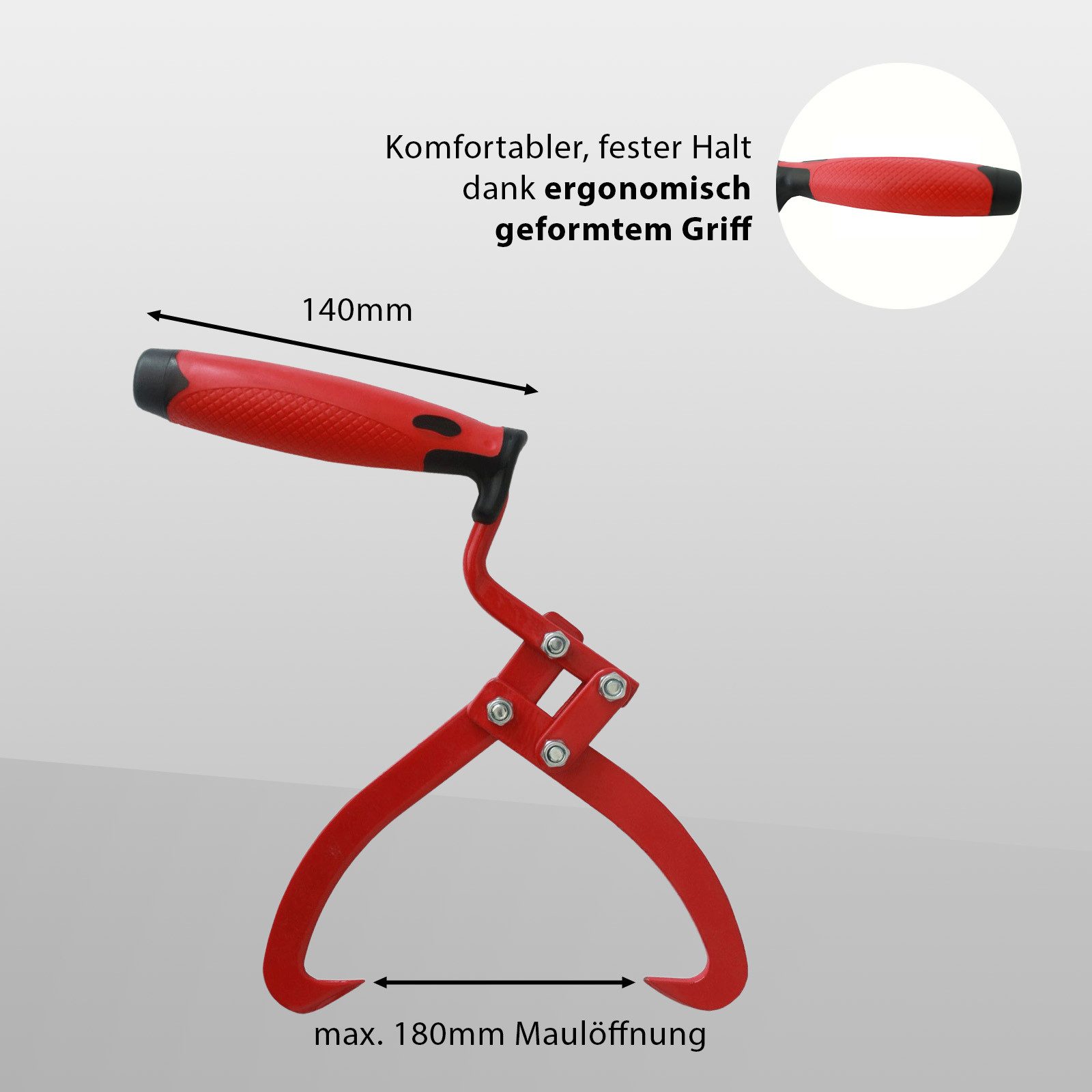 TRUTZHOLM Handpackzange 2x Packzange Handhebehaken Sappie Holzgreifer Forstzange Ergonomisch, Öffnungsweite max. 18 cm, Set, 2-tlg.], ohne tiefes bücken