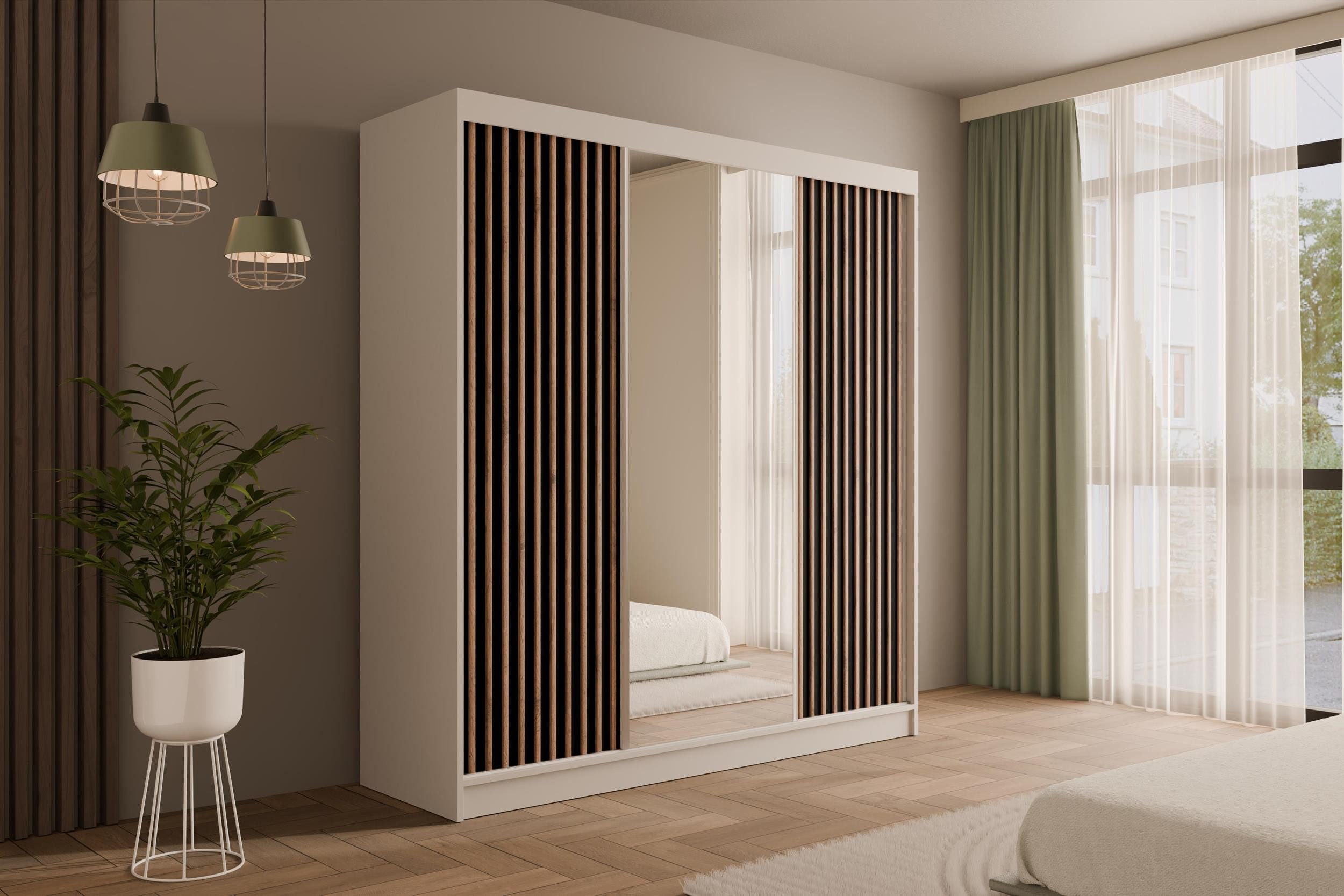 ALTDECOR Schiebetürenschrank V2-ZENTI Spiegel Spiegeltüren Lamellen Vielsei günstig online kaufen