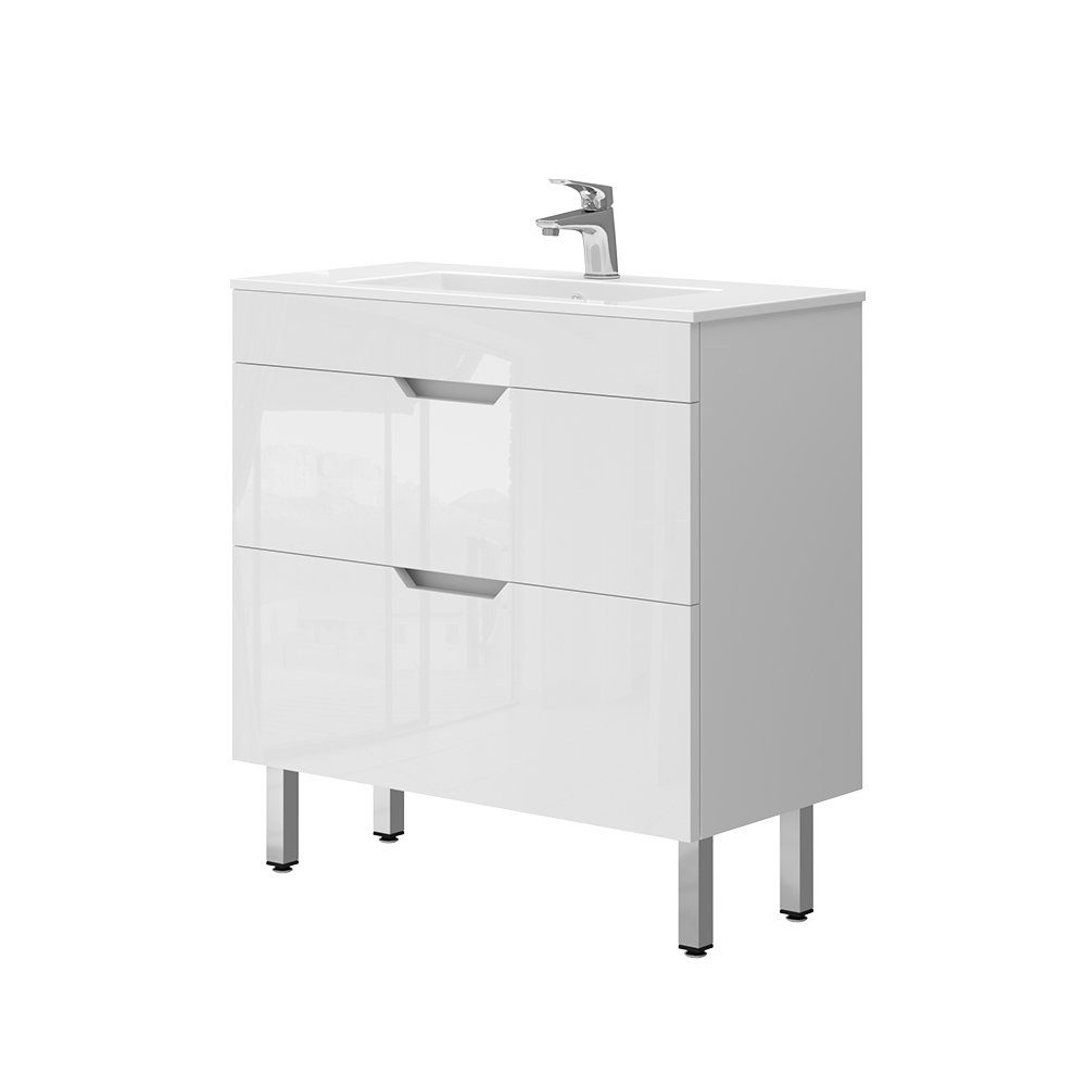 Vicco Badmöbel-Set Clayton, Weiß Hochglanz, 2 Teile, Unterschrank 80 cm, (2 günstig online kaufen