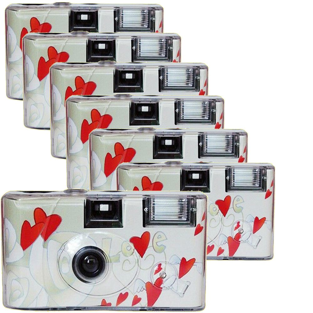 Photo Porst 7x Einwegkamera fliegende Herzen weiß MHD 12.2025 Einwegkamera