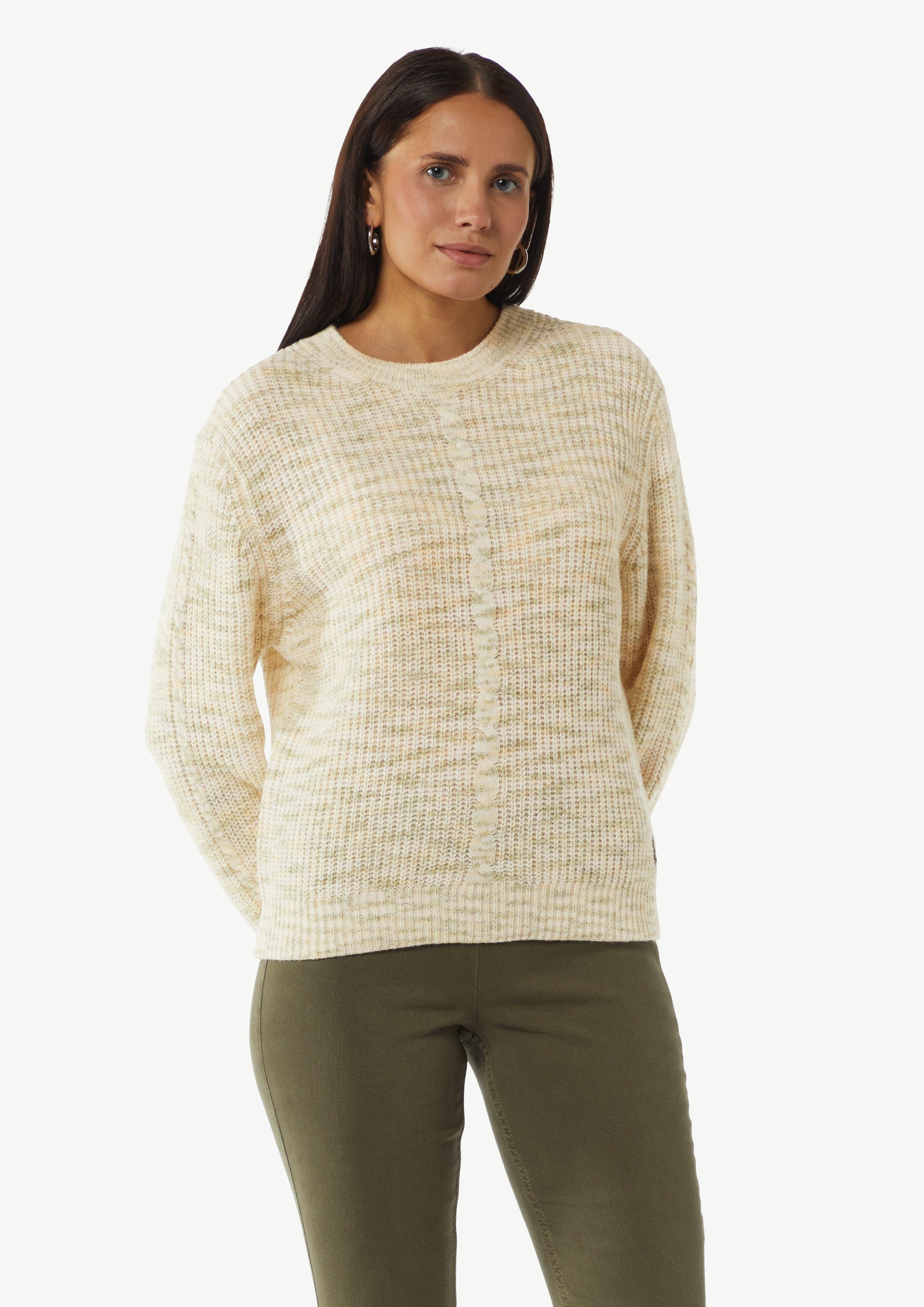 Langarmshirt Strickpullover aus Wollmix mit Zopfmuster-Detail