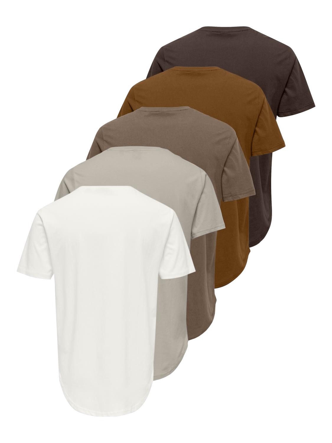 ONLY & SONS T-Shirt ONSMATT LONGY SS TEE 5-PACK (Packung, 5-tlg) Baumwolle, relaxed fit