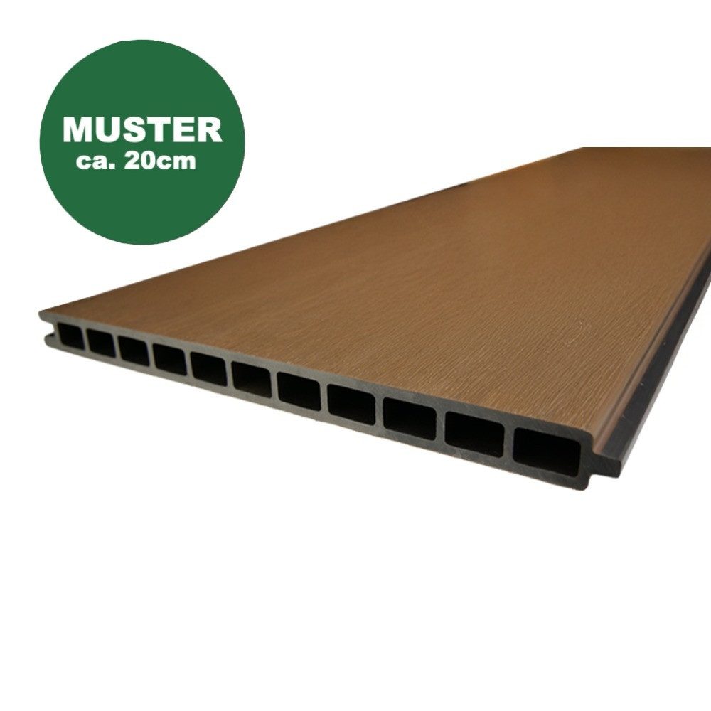 Woodstore24 Zaun Komplettset XXXL Premium coex. WPC Zaun zum einbetonieren teak, (Sichtschutz - 1,79 m Breite, 1,73 Höhe, 2 cm Stärke, Lamellenzaun Komplettset inkl. Pfosten, Start- und Endprofil), Stecksystem, Lamelle aus recyceltem Kunststoff & Holzfasern, teak