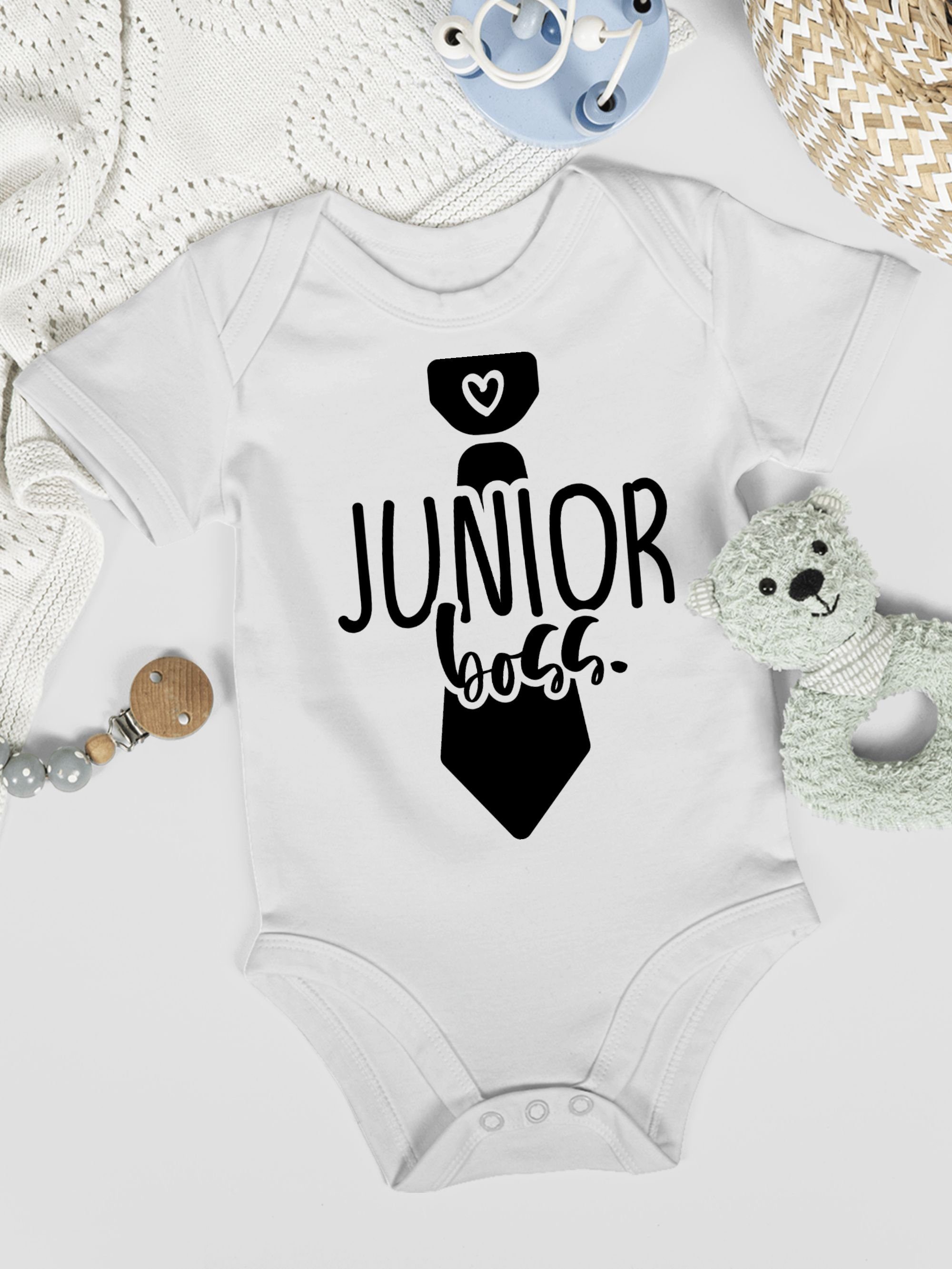 Junior 2 Sprüche Shirtracer Boss Weiß Baby Shirtbody