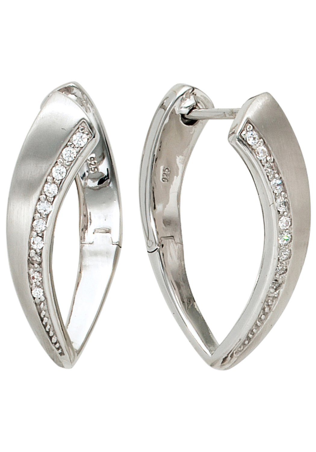 JOBO Paar Creolen, 925 Silber mit Zirkon...