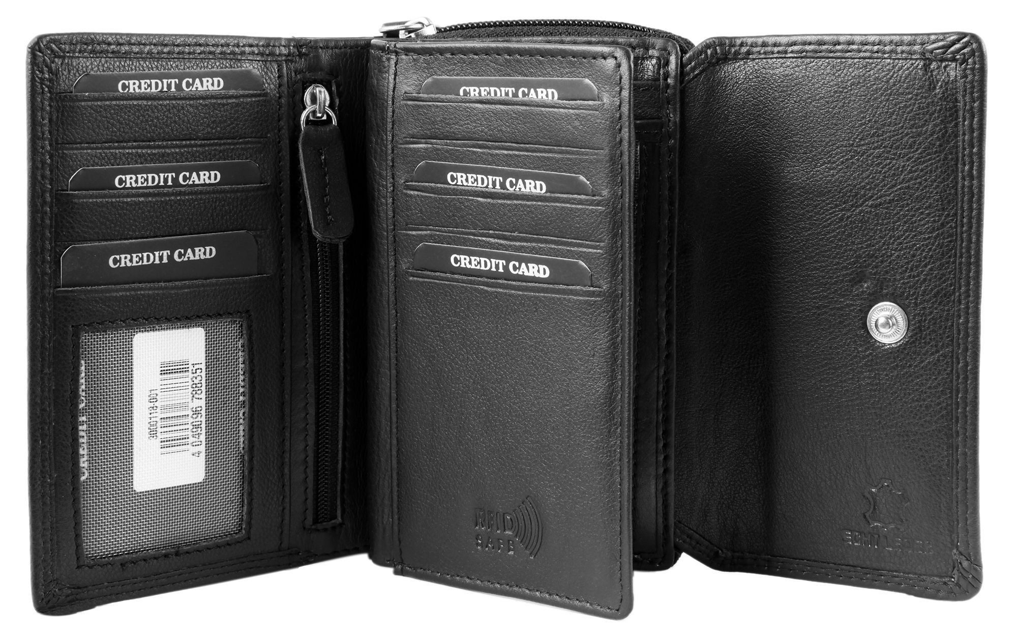 Leonardo Verrelli Geldbörse aus Echtleder mit RFID-Schutz (inkl. Schmuckbox), Damen GeldbÃ¶rse Quer Echtleder