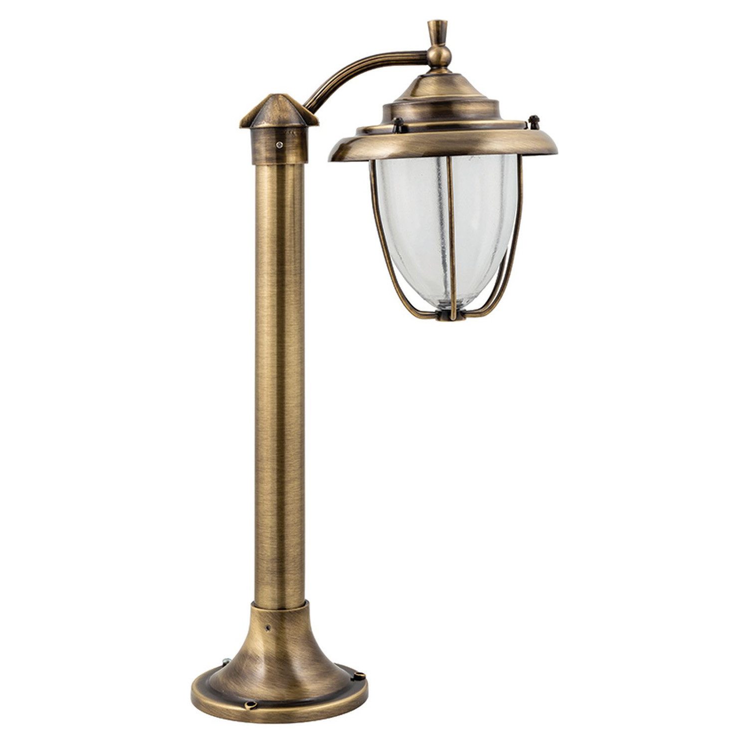 Licht-Erlebnisse Außen-Stehlampe GREVENA, ohne Leuchtmittel, Wegeleuchte Messing 55 cm Maritim Garten Haus Hof