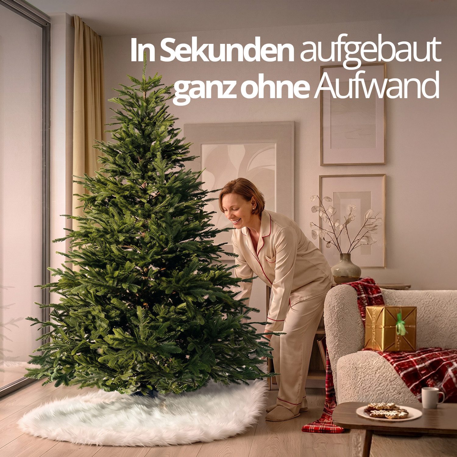 ArtiTree Weihnachtsbaumdecke Baumrock Plüsch, Weiß, mit Klettverschluss, Weihnachtsbaumrock (1-tlg), Hält den Boden sauber, Rundes Design, Einfache Montage