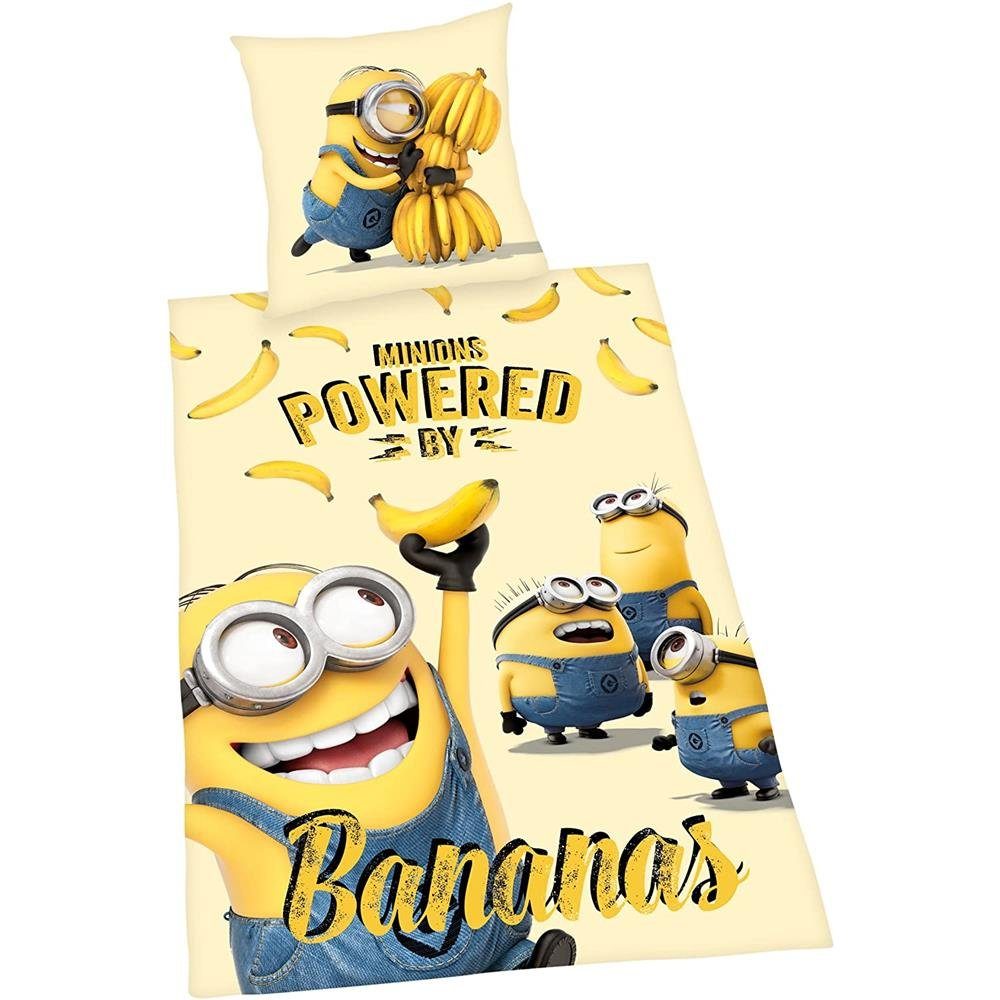Herding Bettwäsche Minions, 80 x 80 + 135 x 200 cm Bananen Bettbezug Kissen günstig online kaufen