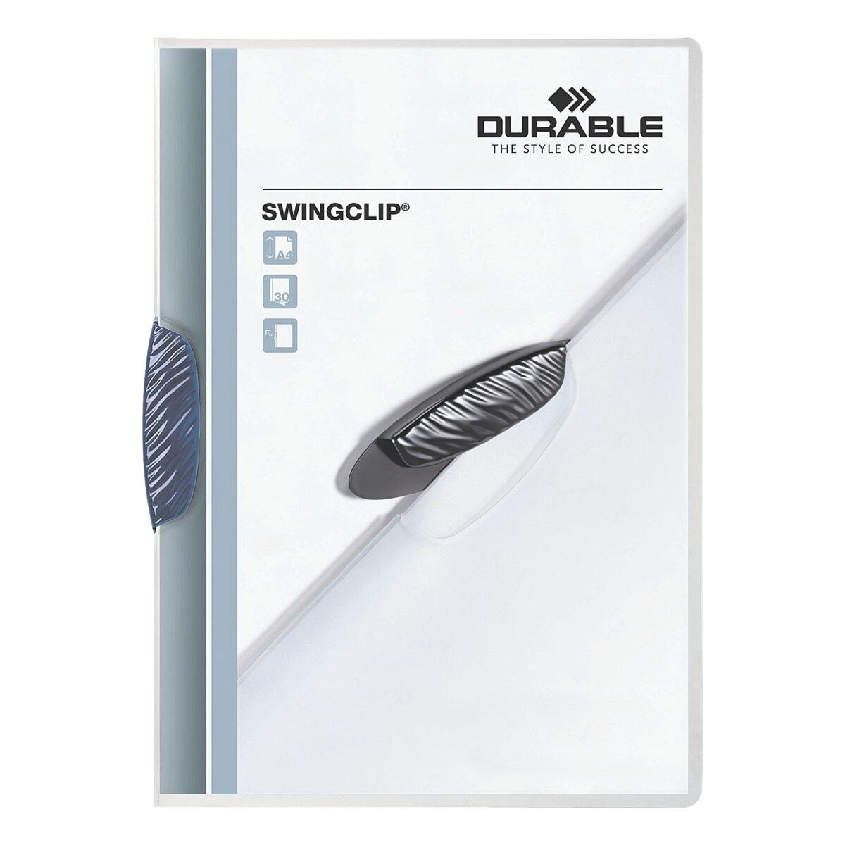 DURABLE Hefter Swingclip, mit Klemmfunktion, Format DIN A4, bis 30 Blatt blau