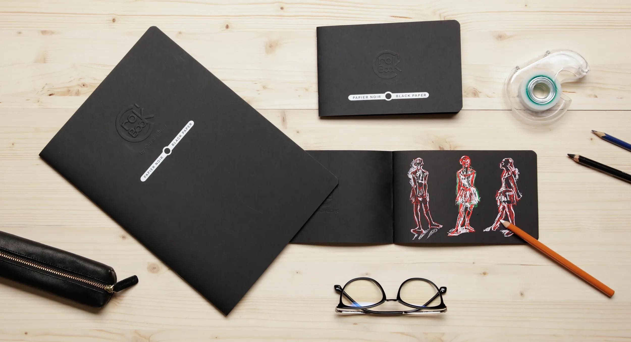 Thumbnail - CLAIREFONTAINE Zeichenpapier 5x Skizzenheft A3 Hochformat 20 Blatt schwarz Schwarz 60317C, Kunst Clairefontaine