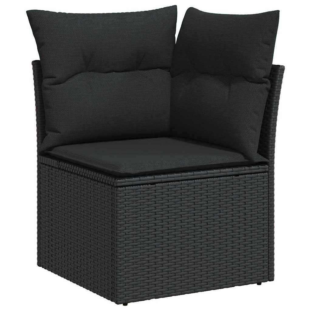 Loungesofa Gartensofa-set mit Kissen 9 pcs Schwarz Poly Rattan