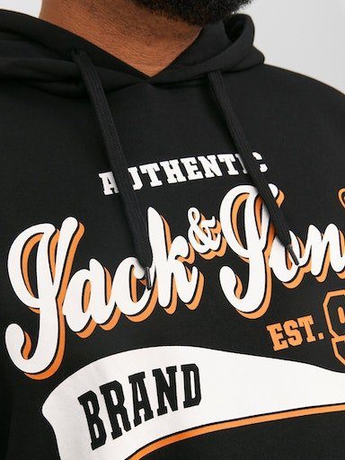 Jack & COL NOOS Kapuzensweatshirt 2 PlusSize HOOD SWEAT PLS JJELOGO 23/24 Jones black