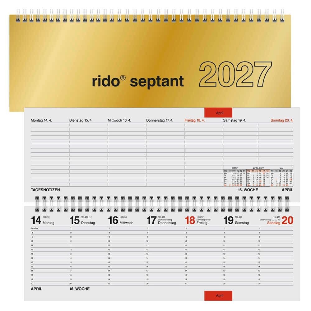 RIDO Tischkalender Wochenplaner 2027 septant quer gold (1-tlg)