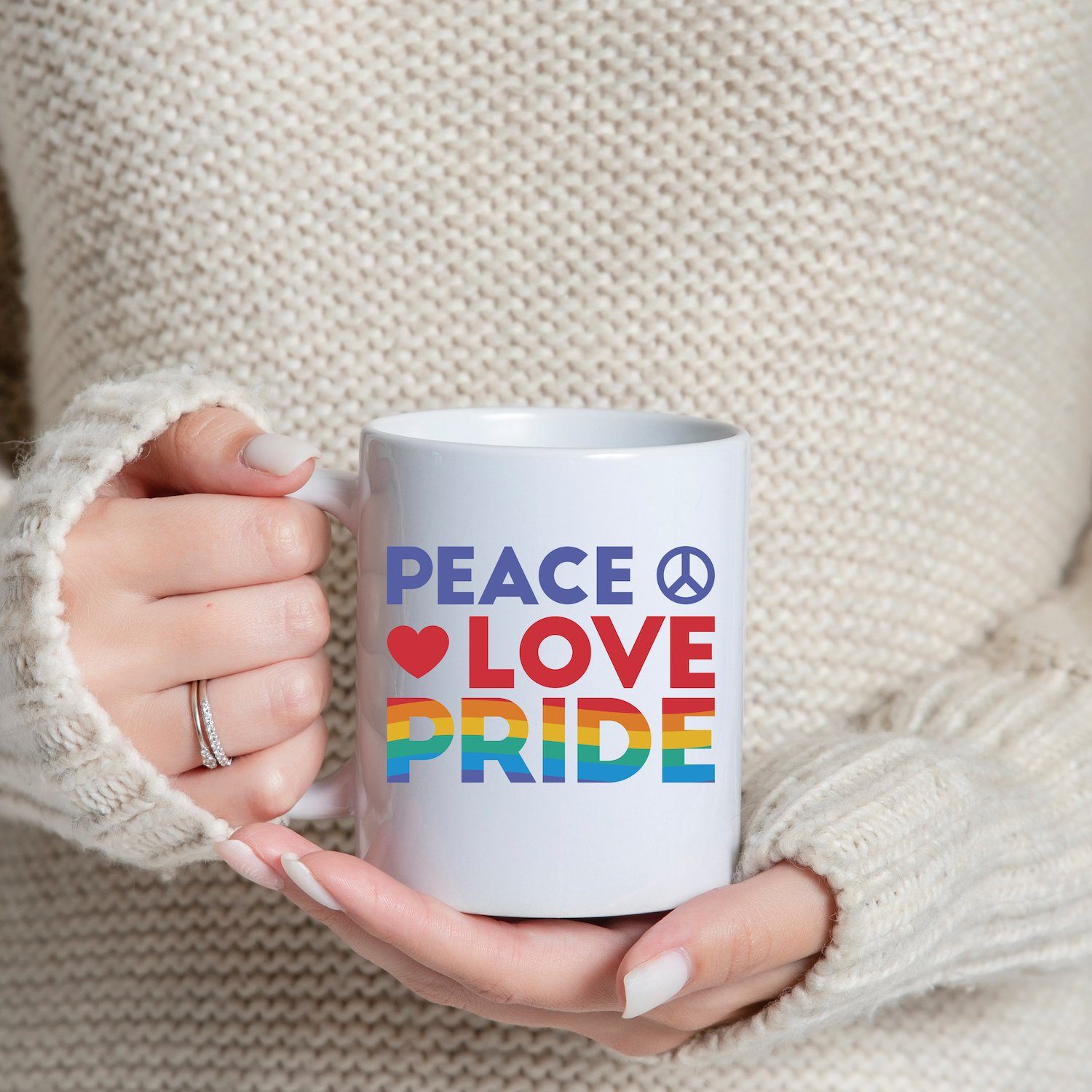 Youth trendigem Designz Geschenk, Pride mit Weiss Peace Motiv Tasse Kaffeetasse Love Keramik,