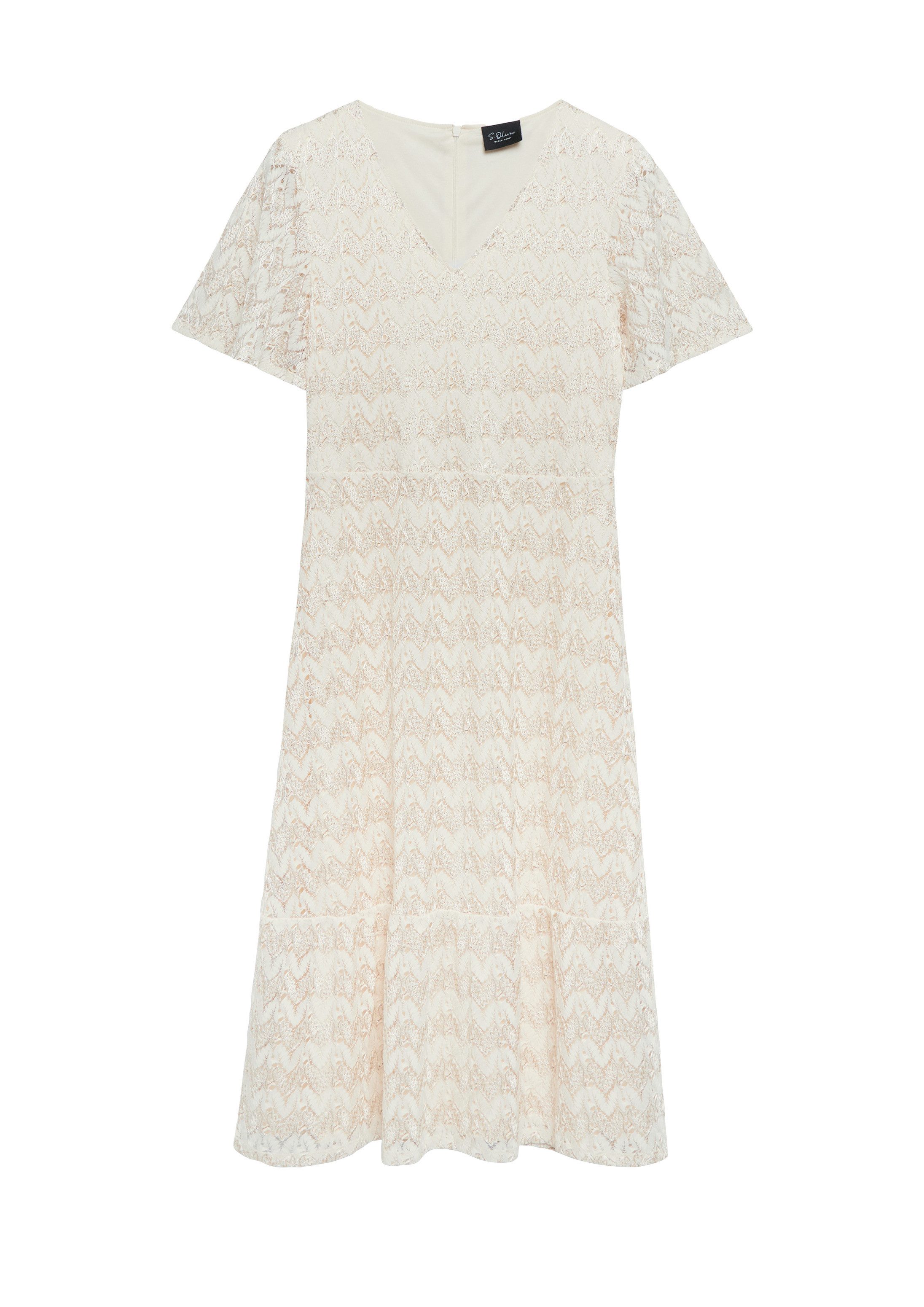s.Oliver Midikleid Kleid Midi-Kleid mit Glitzergarn und Ajourmuster