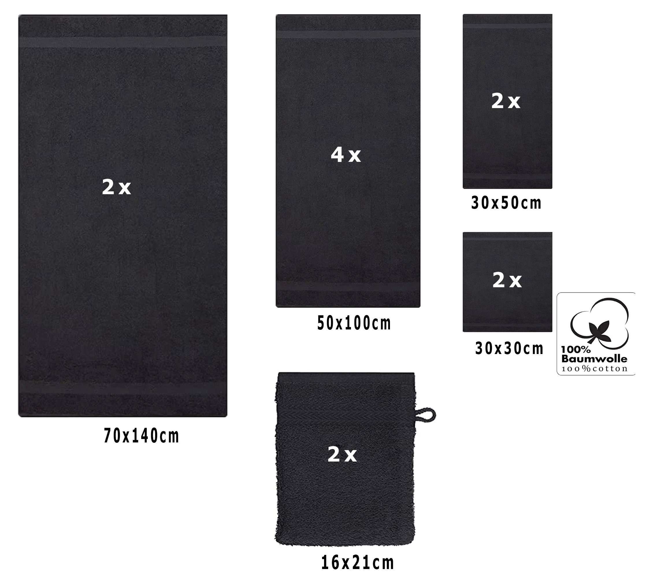 Betz Handtuch-Set 12er Baumwolle, Handtuch PREMIUM 100% graphit Frottier Set Baumwolle, 100% (12-tlg)