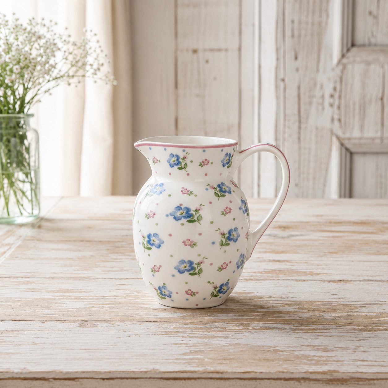 Greengate Wasserkrug GreenGate Krug Rosalia Weiß 0,5 L