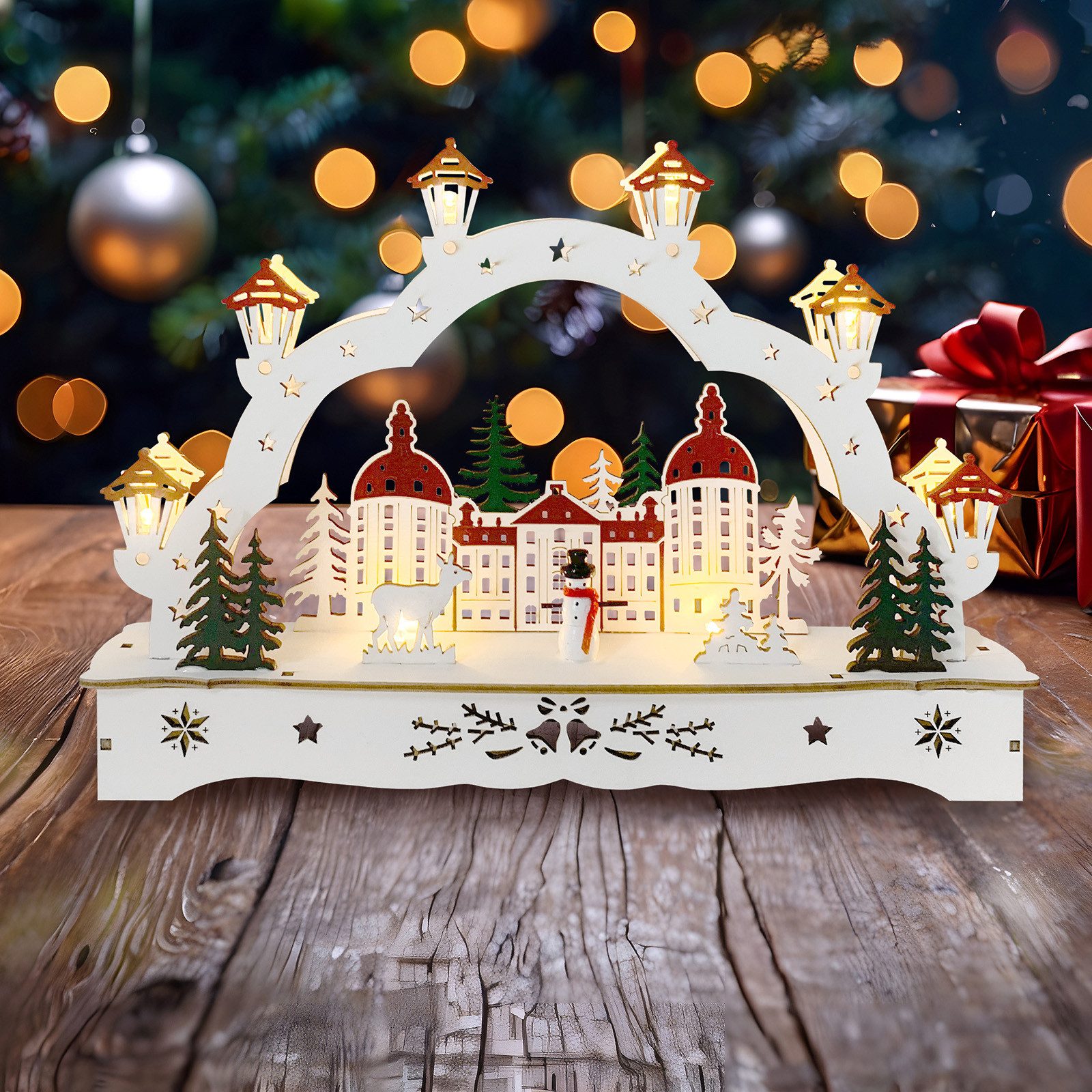 HTI-Living Schwibbogen Lichterbogen in modernem Weiß Winterschloss (1-tlg), günstig online kaufen