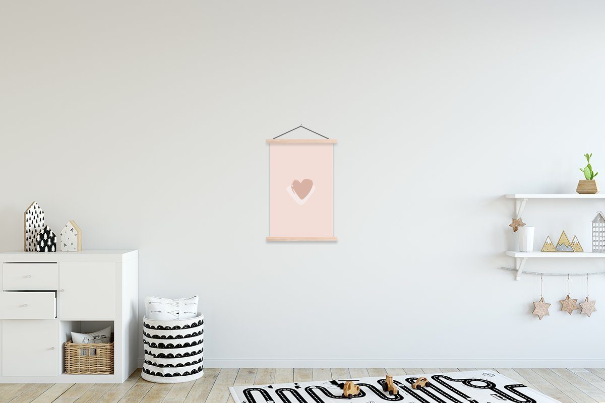 Posterleiste, Magnetisch (1 Wohnzimmer, - Rosa, für Textilposter Sommer Bilderleiste, - Herz Poster St), MuchoWow