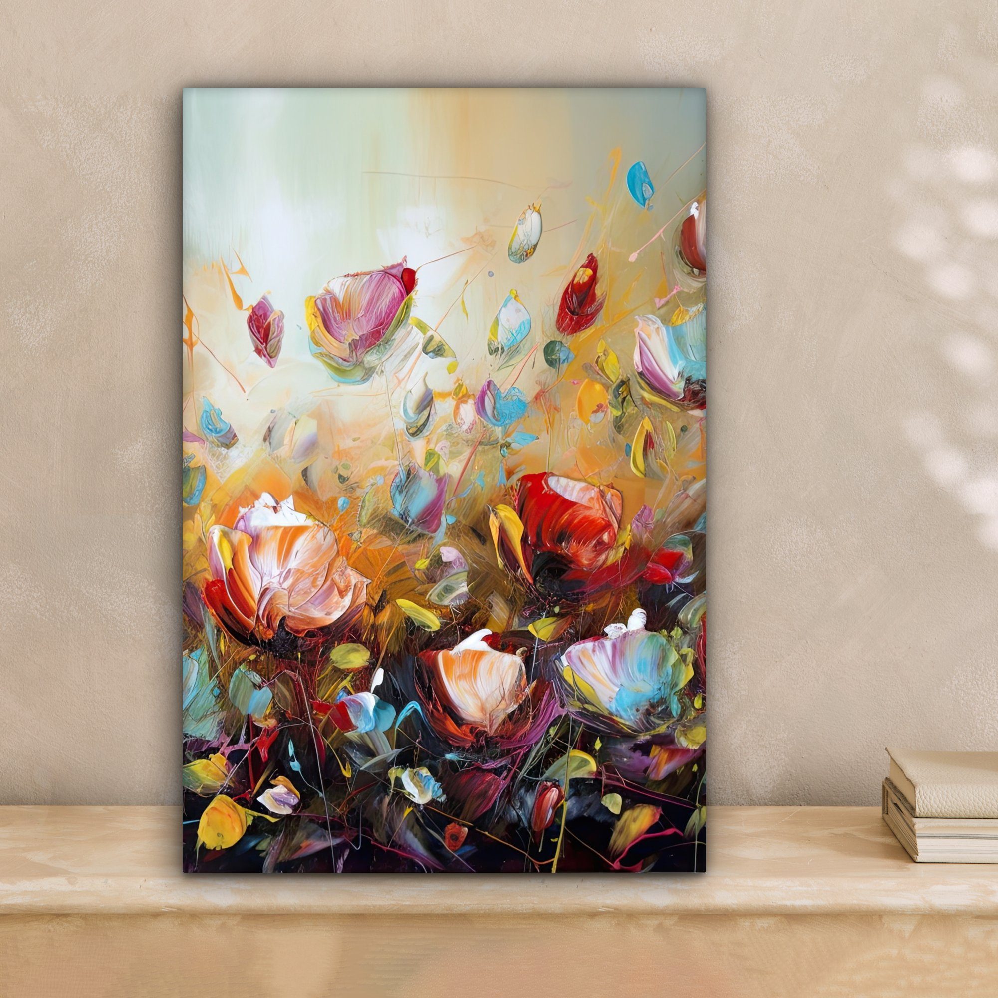 OneMillionCanvasses® Leinwandbild Blumen - Kunst - Natur - Ölfarbenoptik, F günstig online kaufen