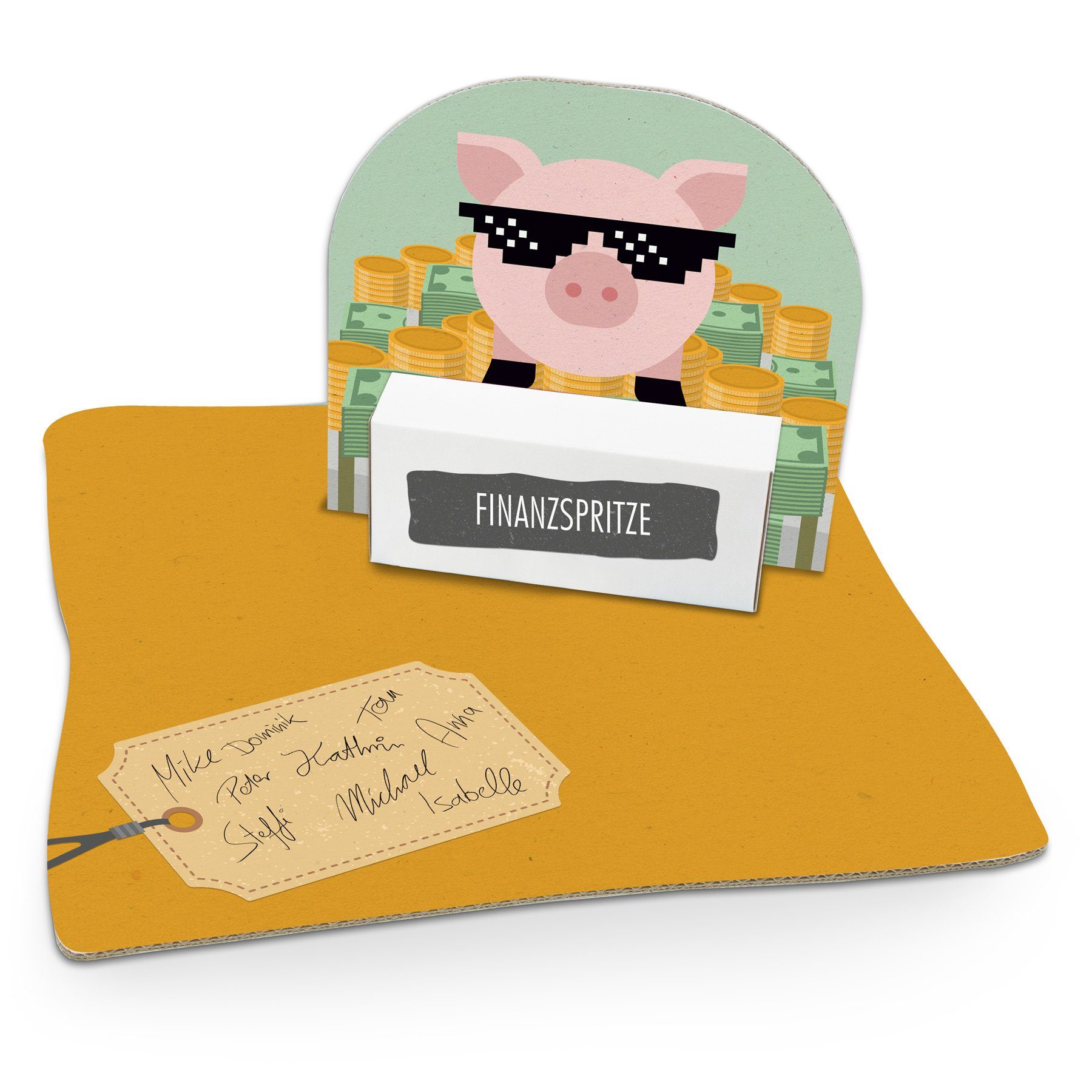 Geldgeschenkverpackung itenga Sonnenbrille mit Sparschwein (Motiv itenga 56) Grußkarten