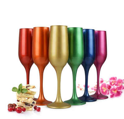 Sendez Sektglas »6 Sektgläser 200ml Metall-Optik Sektkelche Champagner Proseccoglas Sektglas«, Glas