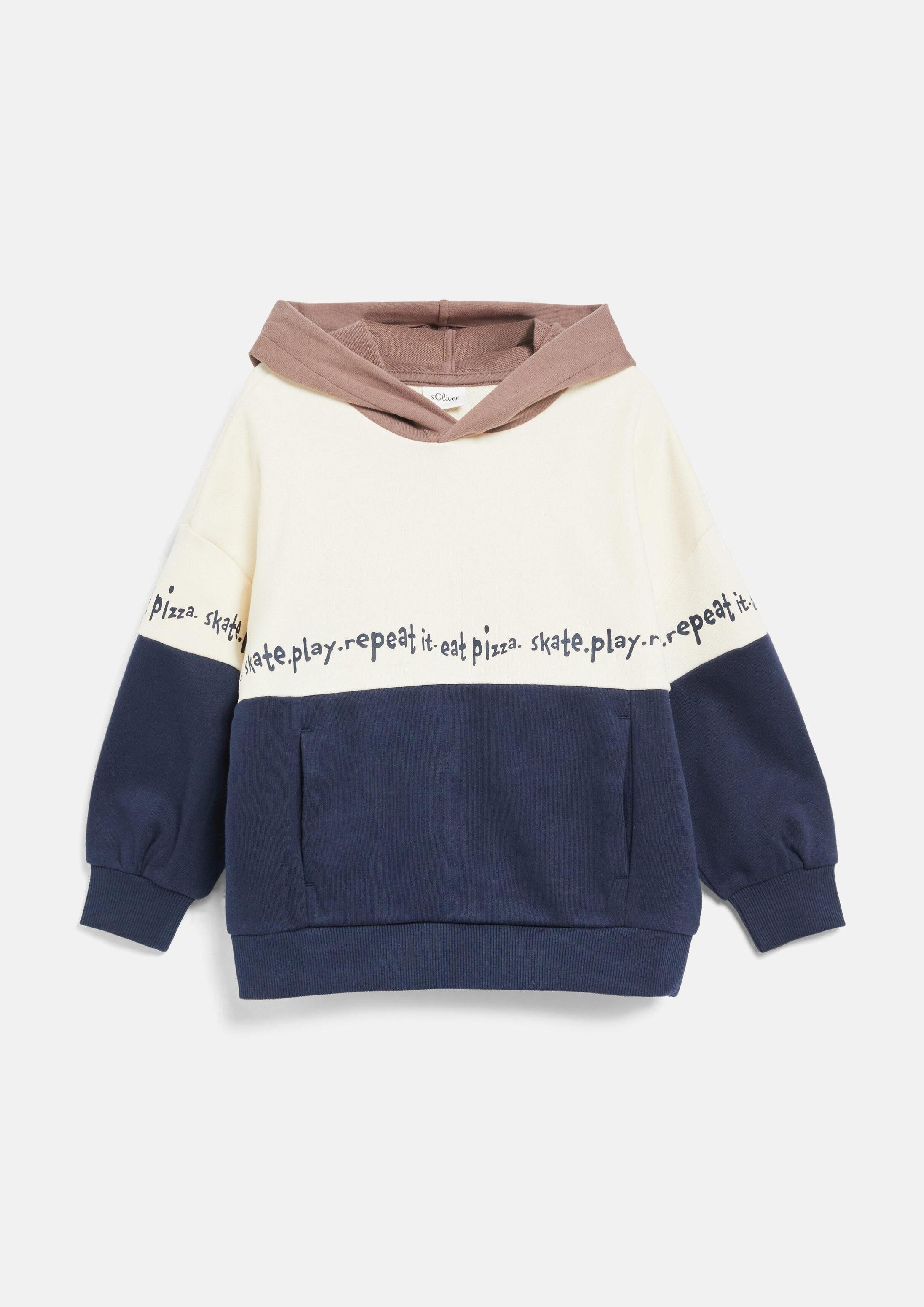 s.Oliver Sweatshirt Sweatshirt Oversize Sweatshirt mit Colour-Blocking und Kapuze