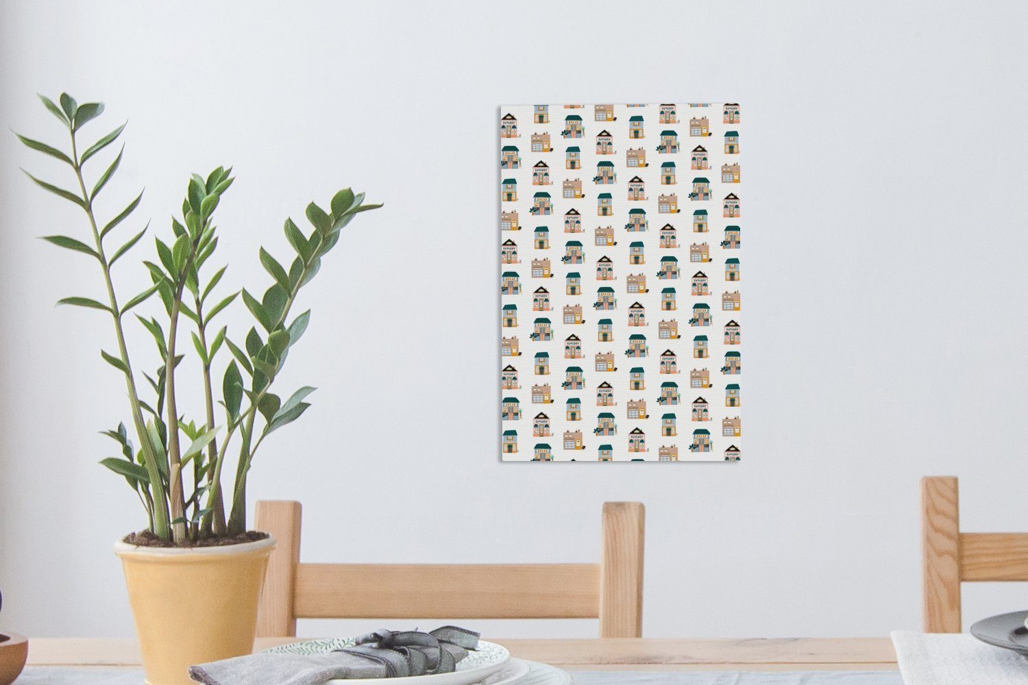 OneMillionCanvasses® Leinwandbild Haus - (1 fertig bespannt Gemälde, St), inkl. Muster, 20x30 Leinwandbild Pastell - cm Zackenaufhänger