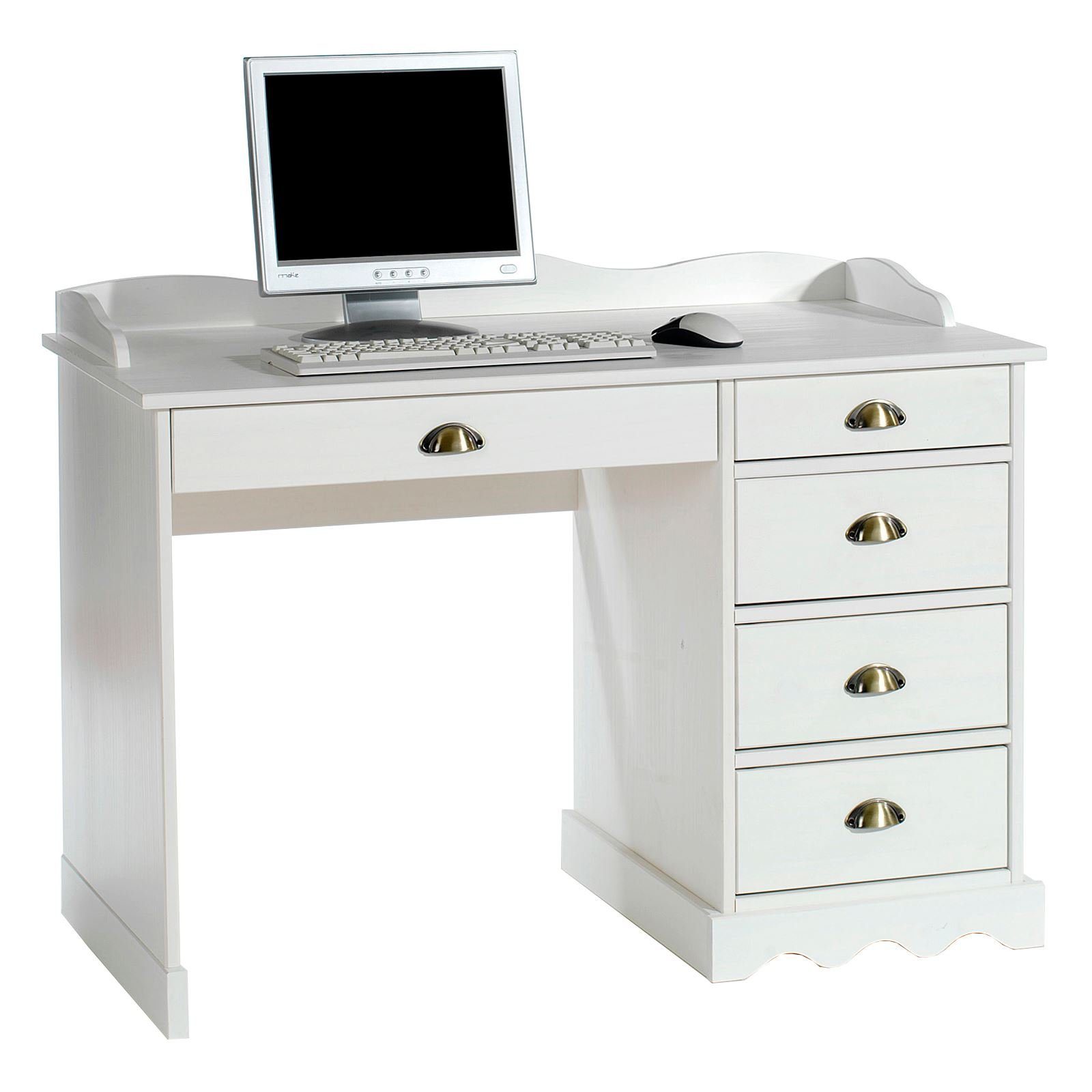 IDIMEX Schreibtisch COLETTE, Schreibtisch Bürotisch mit Aufsatz in weiß Landhausstil NEU
